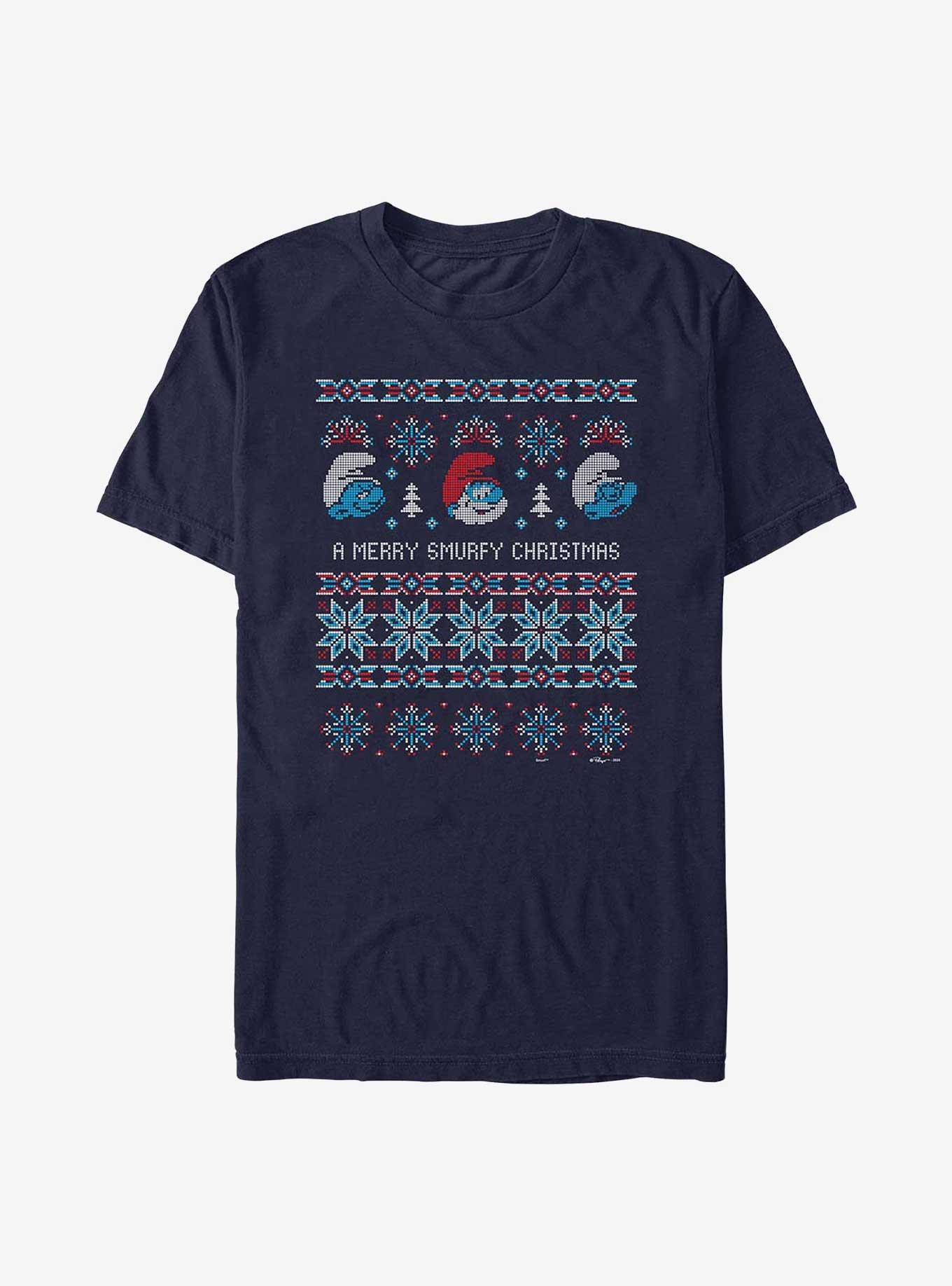 The Smurfs Ugly Sweater Smurfy Chrismas T-Shirt, , hi-res