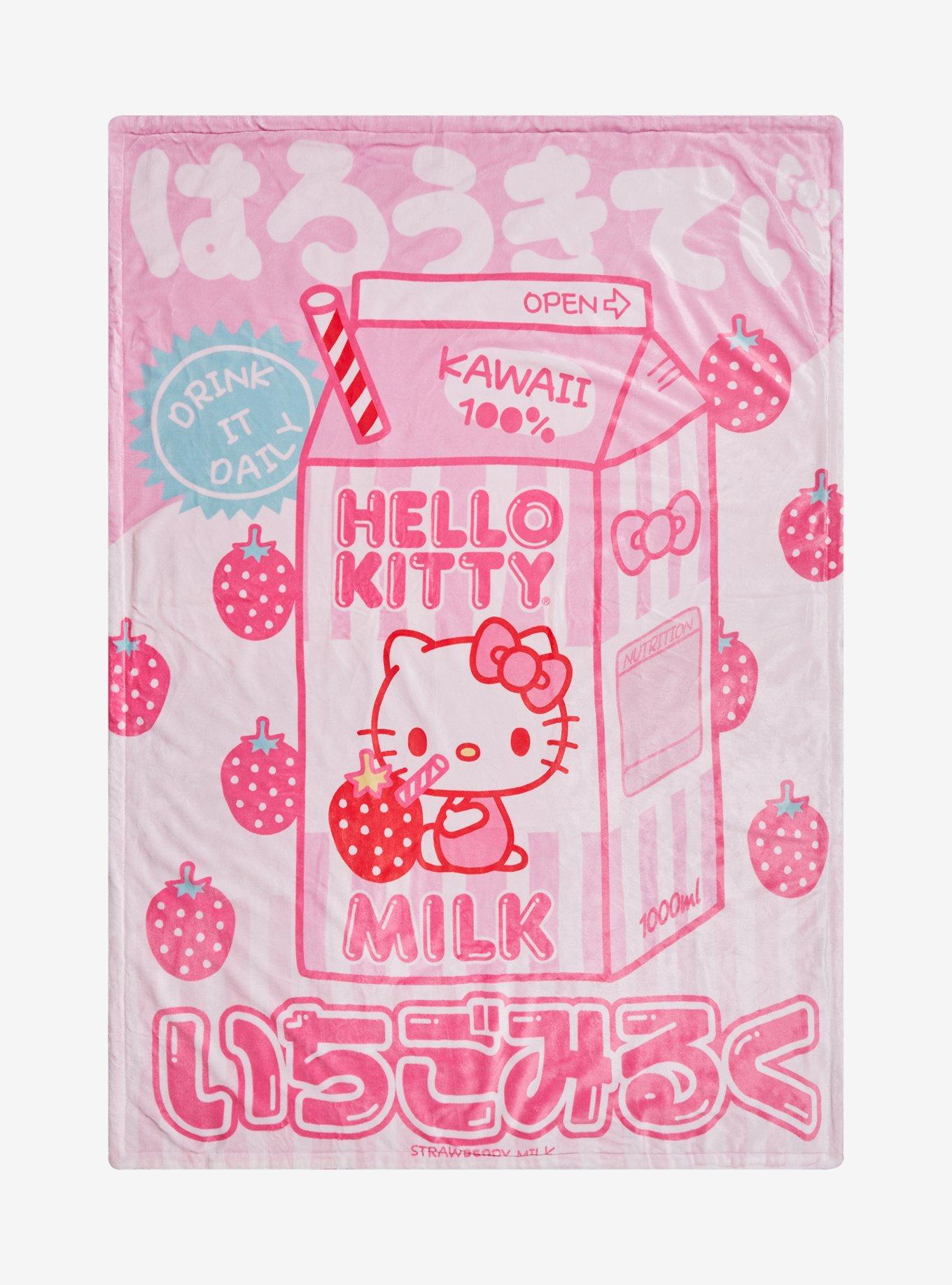 Hello Kitty Strawberry Milk Sherpa Throw Blanket, , hi-res