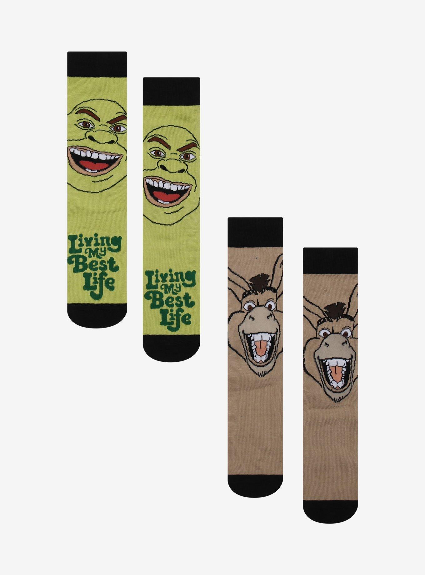 Shrek Donkey & Shrek Crew Socks 2 Pair, , hi-res