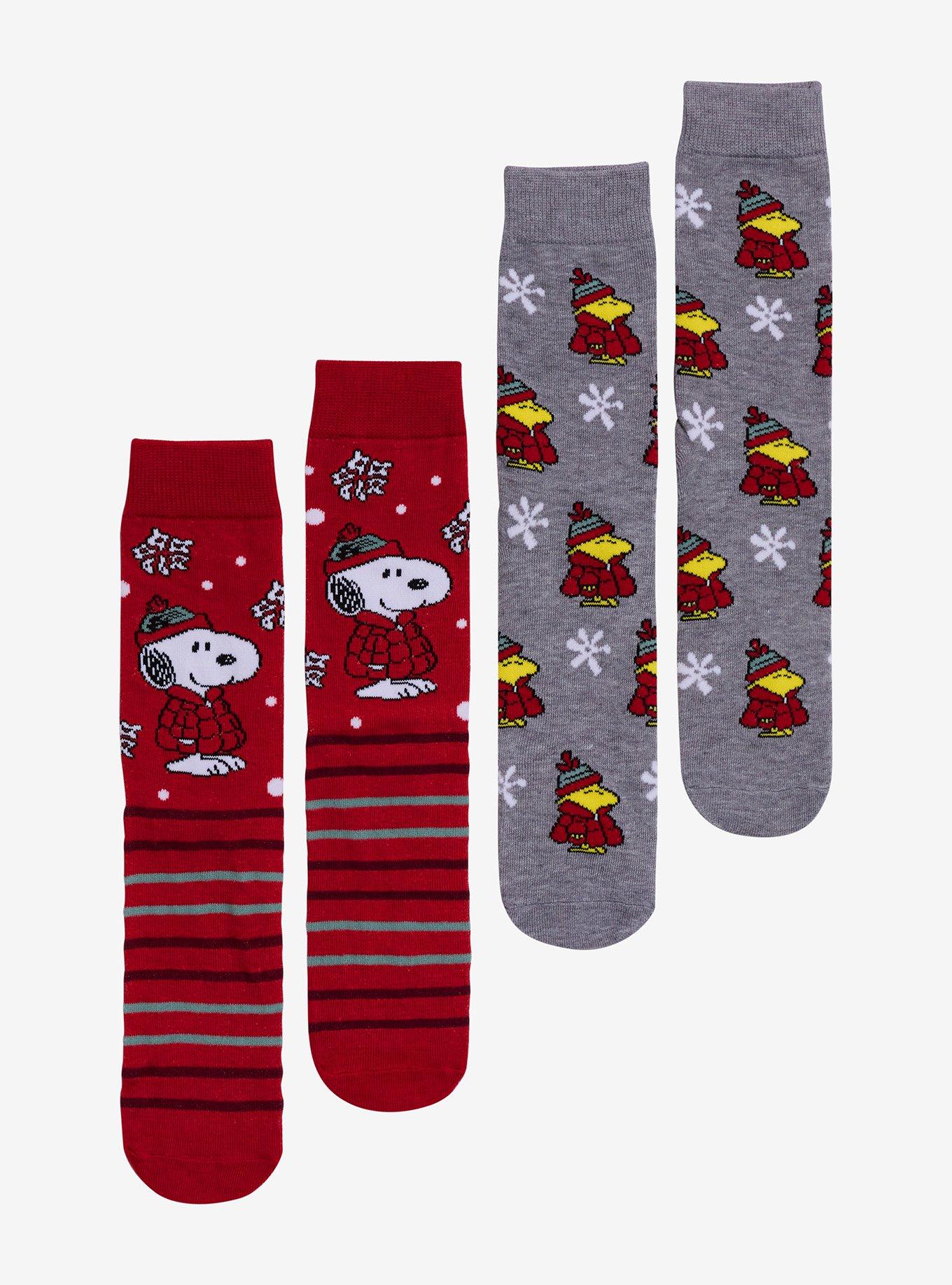 Peanuts Snoopy & Woodstock Puffer Jacket Crew Socks 2 Pair, , hi-res