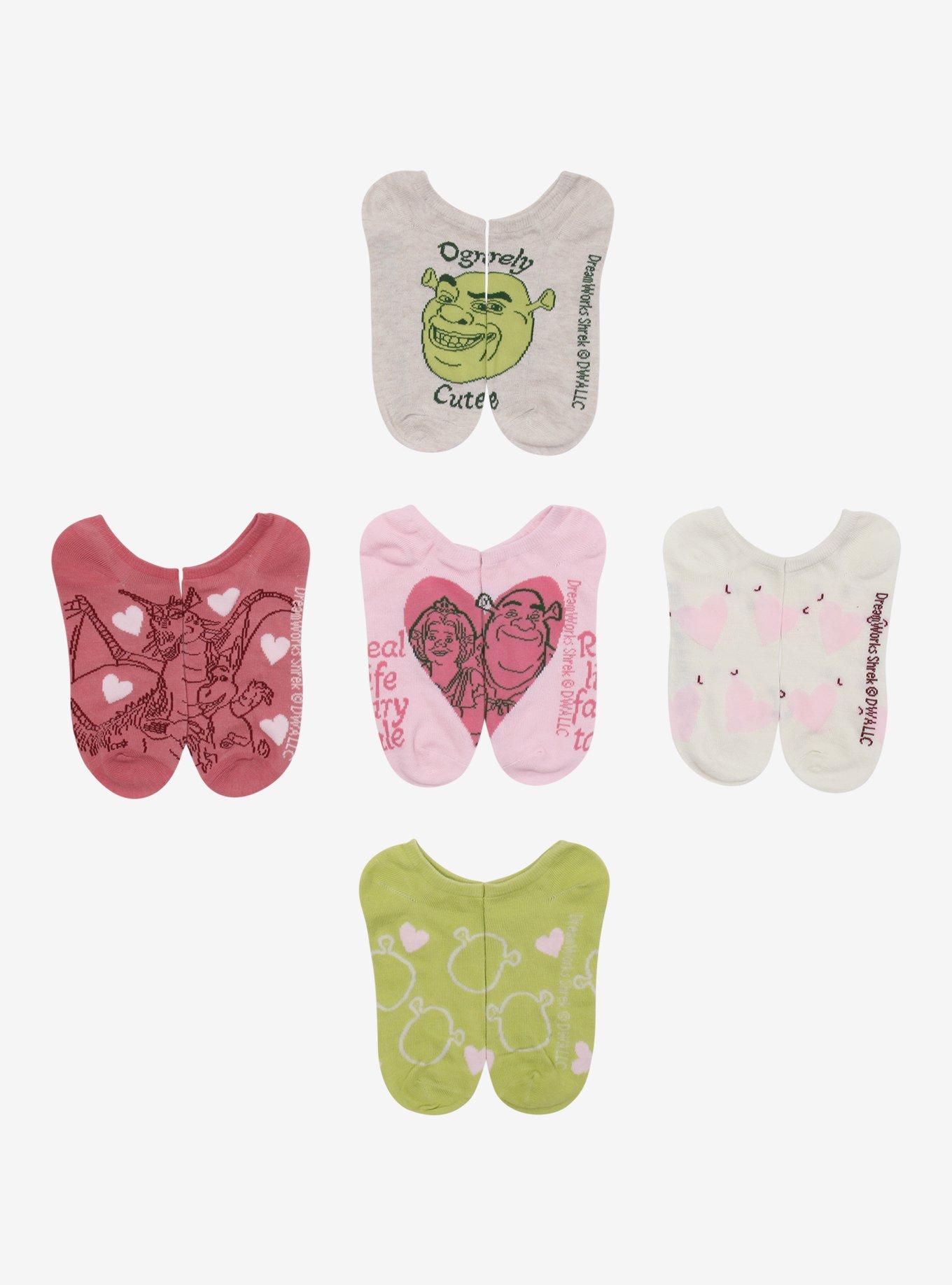 Shrek Couple Hearts No-Show Socks 5 Pair, , hi-res