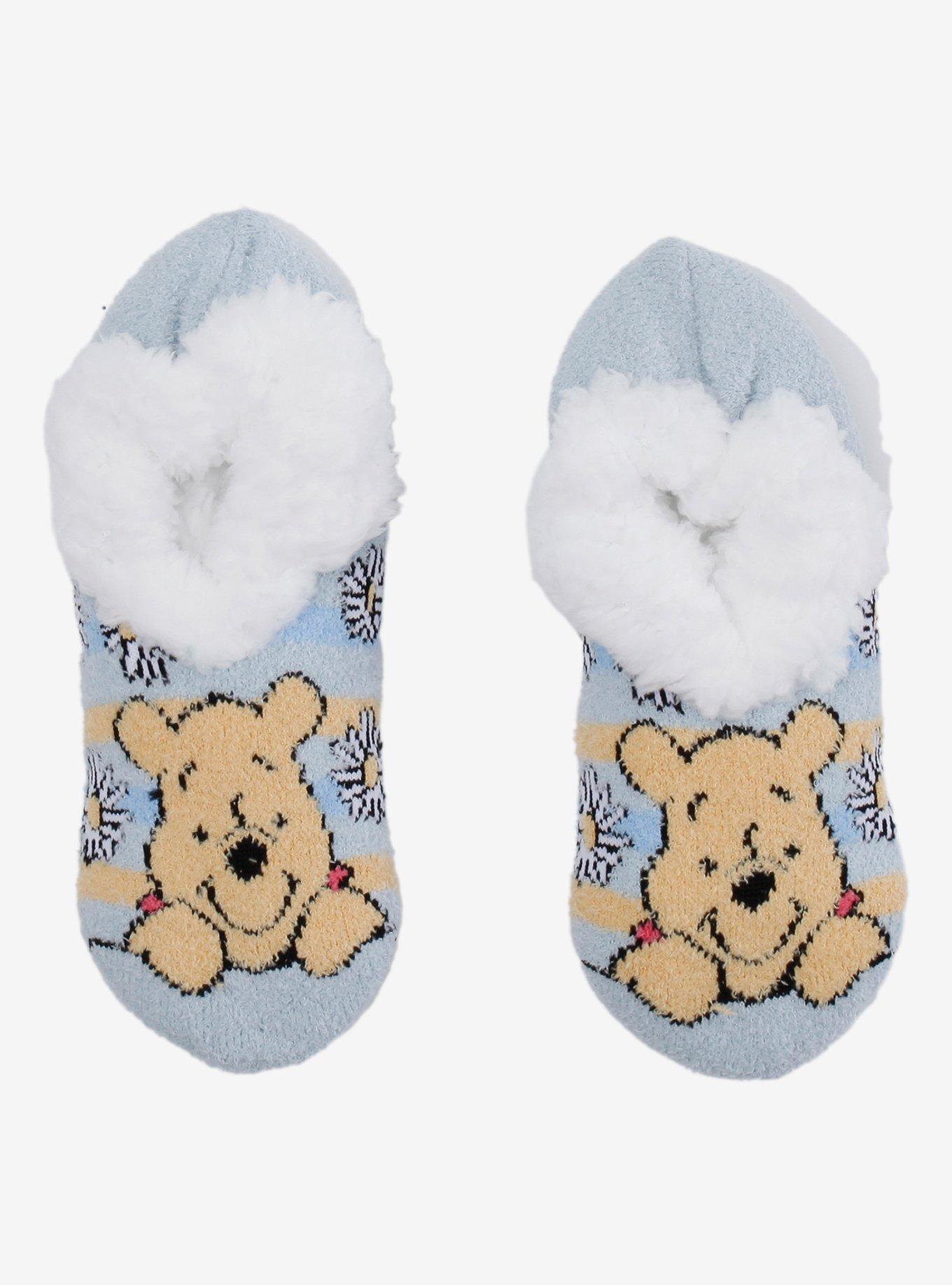 Disney Winnie The Pooh Floral Stripe Cozy Slipper Socks, , hi-res