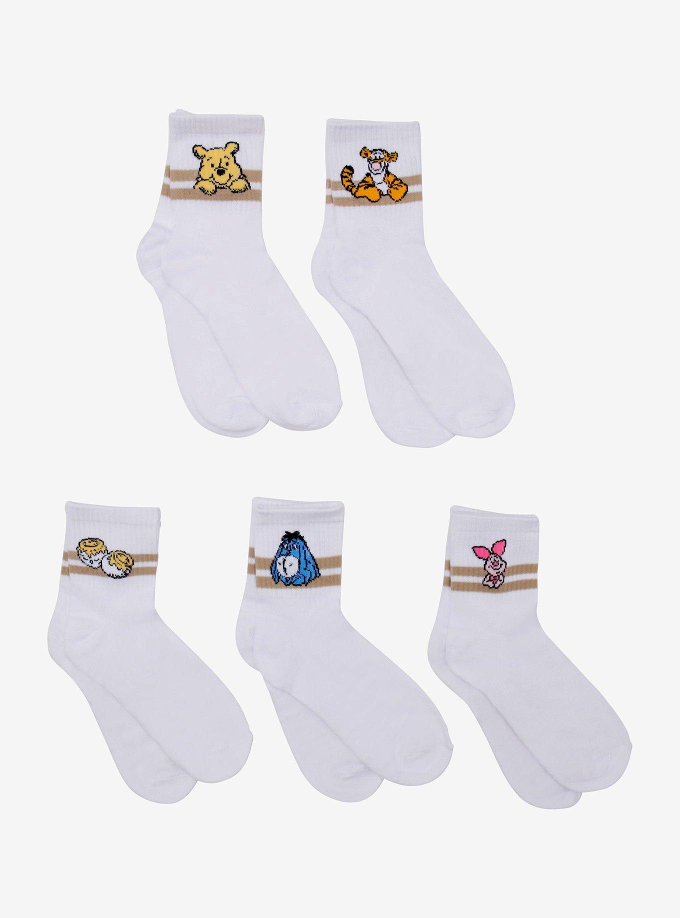 Disney Winnie The Pooh Friends Varsity Crew Socks 5 Pair, , hi-res