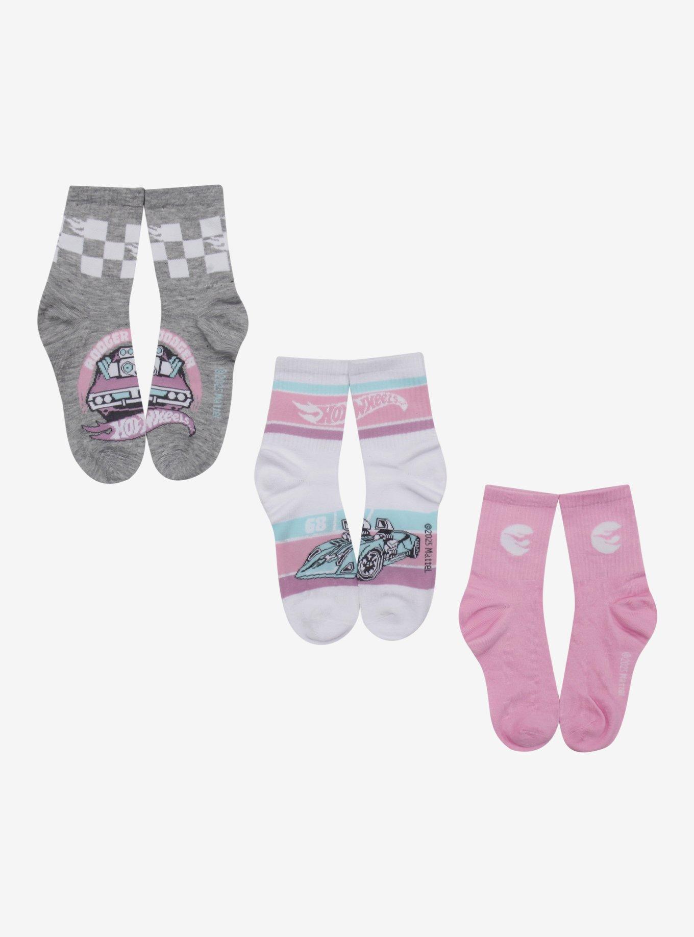 Hot Wheels Pastel Crew Socks 3 Pair, , hi-res