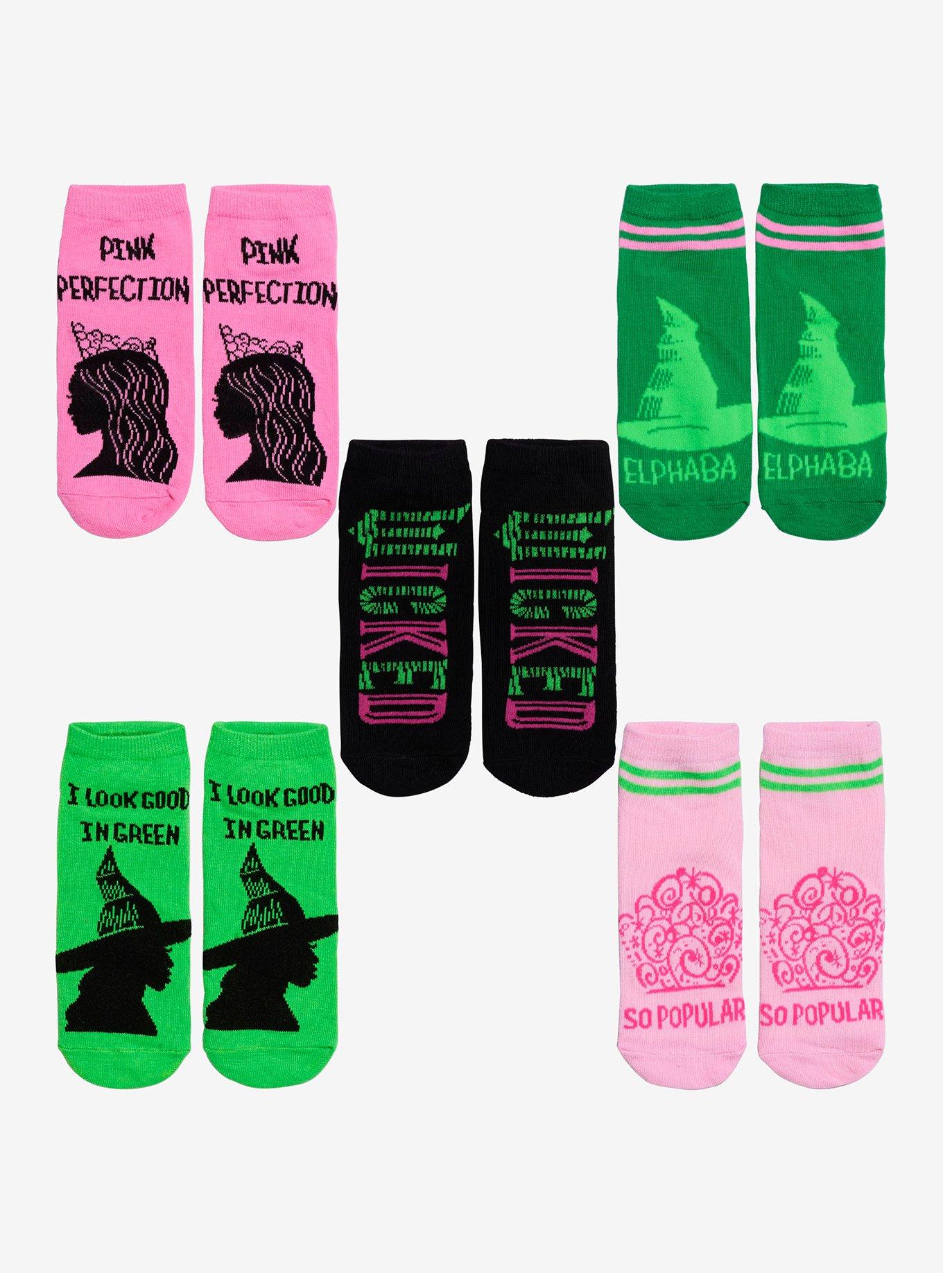 Wicked Pink & Green No-Show Socks 5 Pair, , hi-res