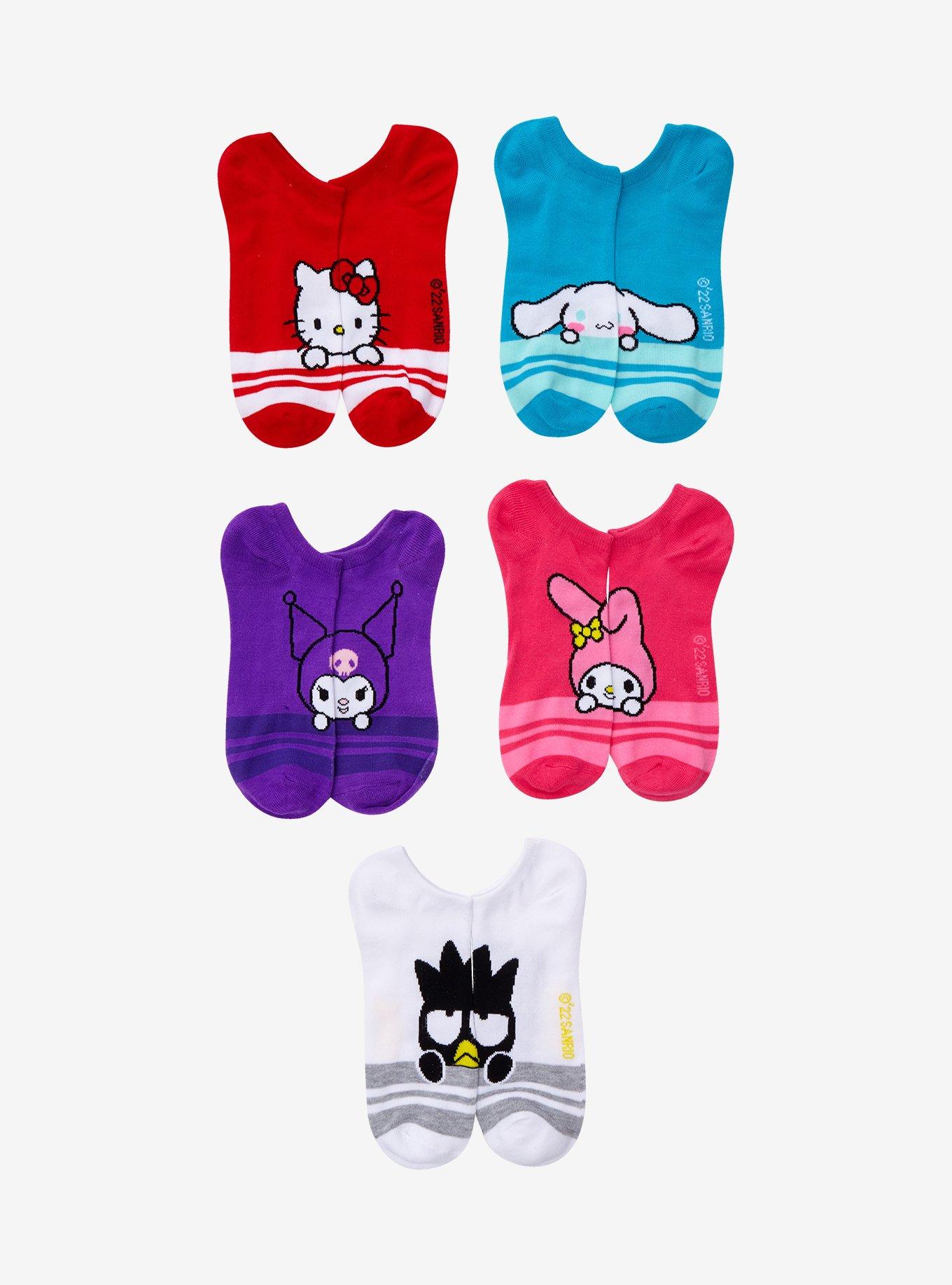 Hello Kitty And Friends Peeking Stripe No-Show Socks 5 Pair, , hi-res