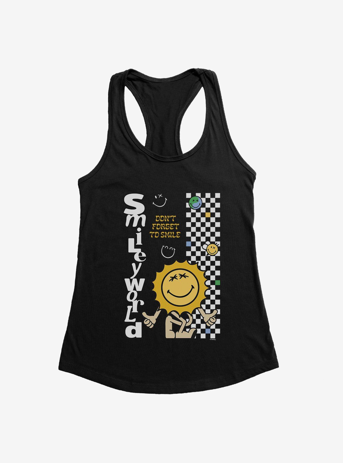 SmileyWorld Don't Forget To Smile Womens Tank Top, BLACK, hi-res