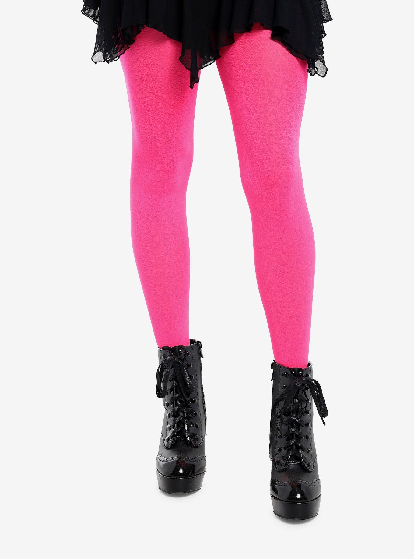 Neon Pink Nylon Tights, , hi-res