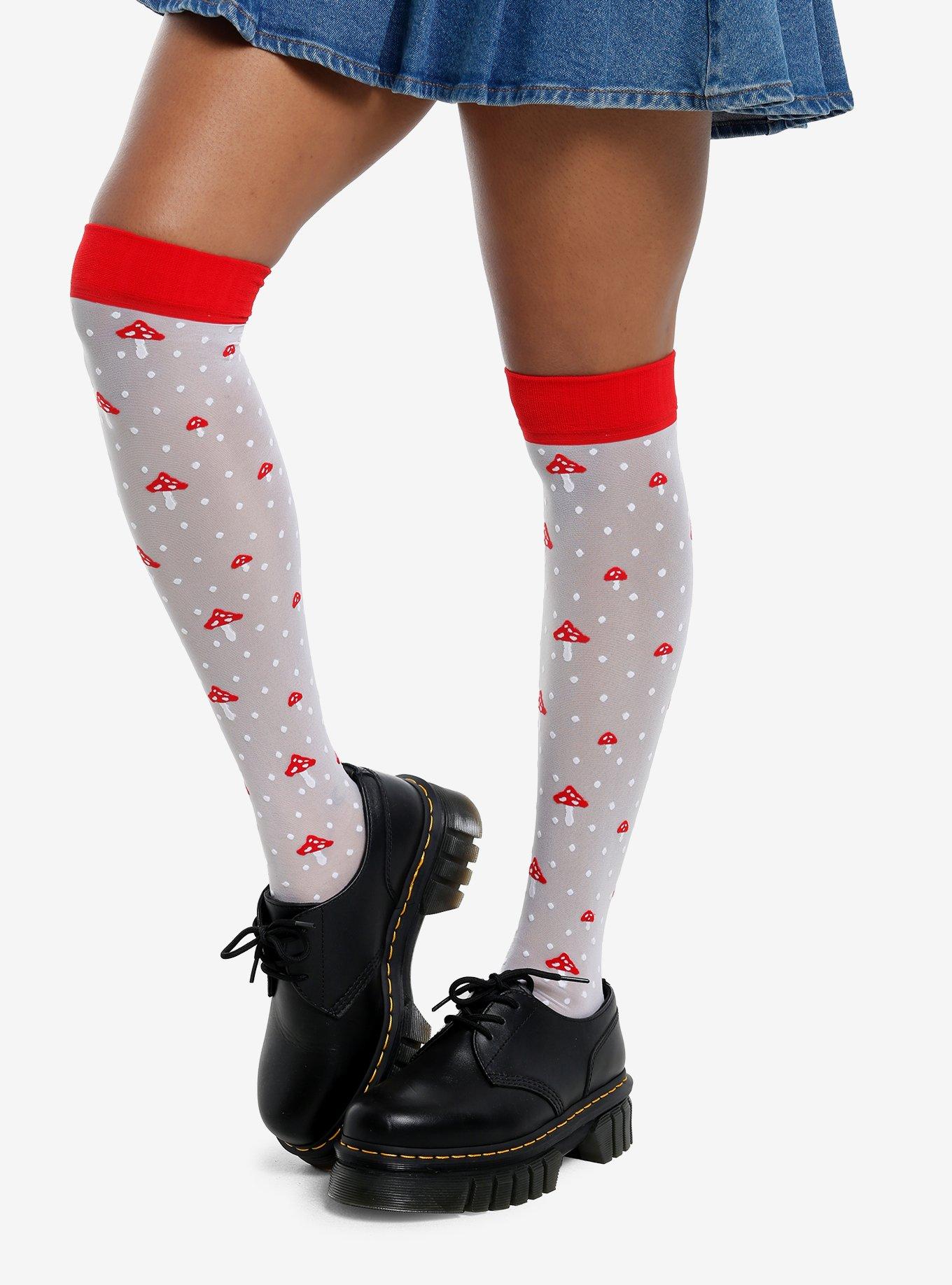 Leg Avenue Polka Dot Mushroom Thigh Highs, , hi-res