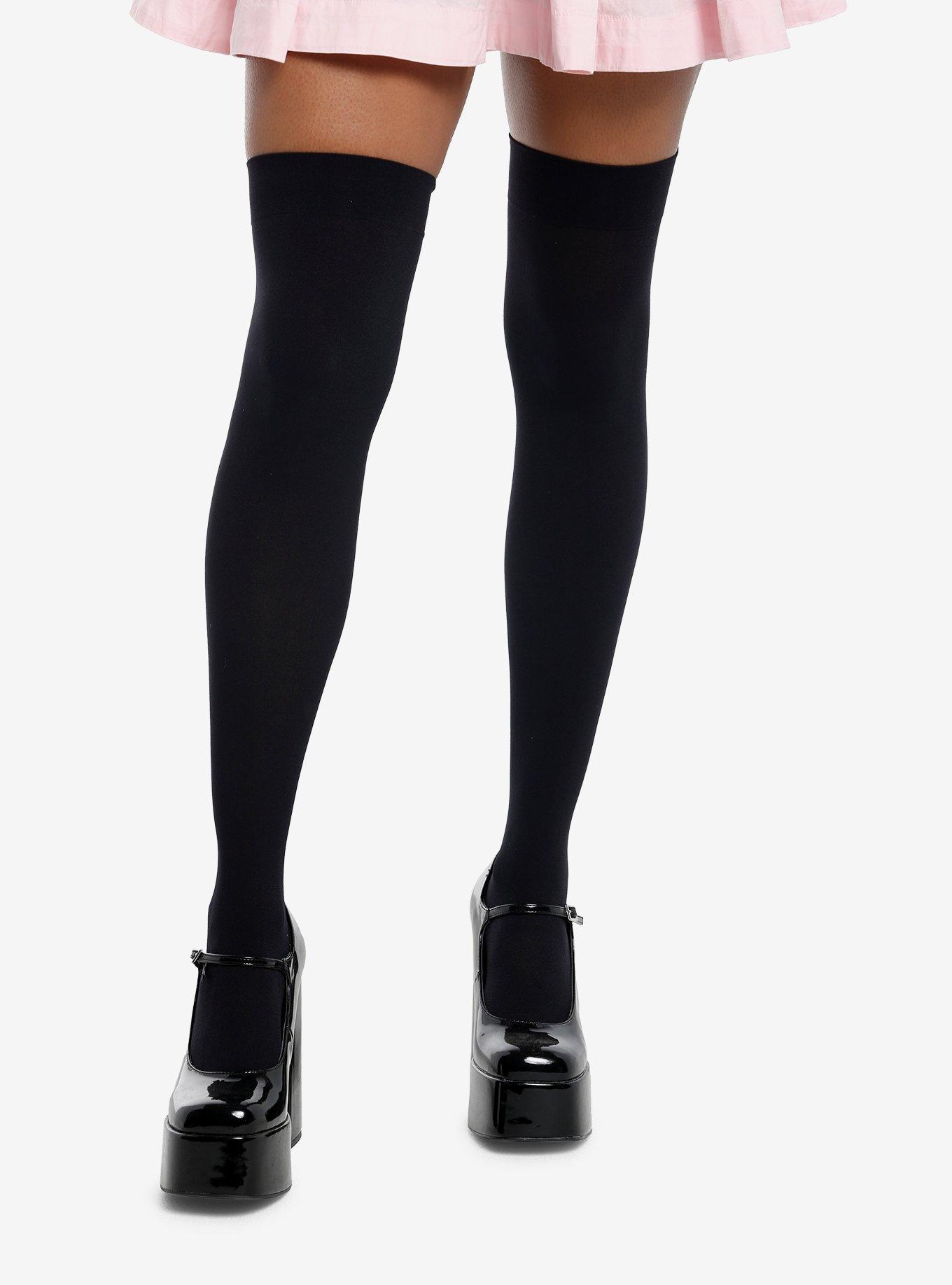 Leg Avenue Black Thigh Highs, , hi-res
