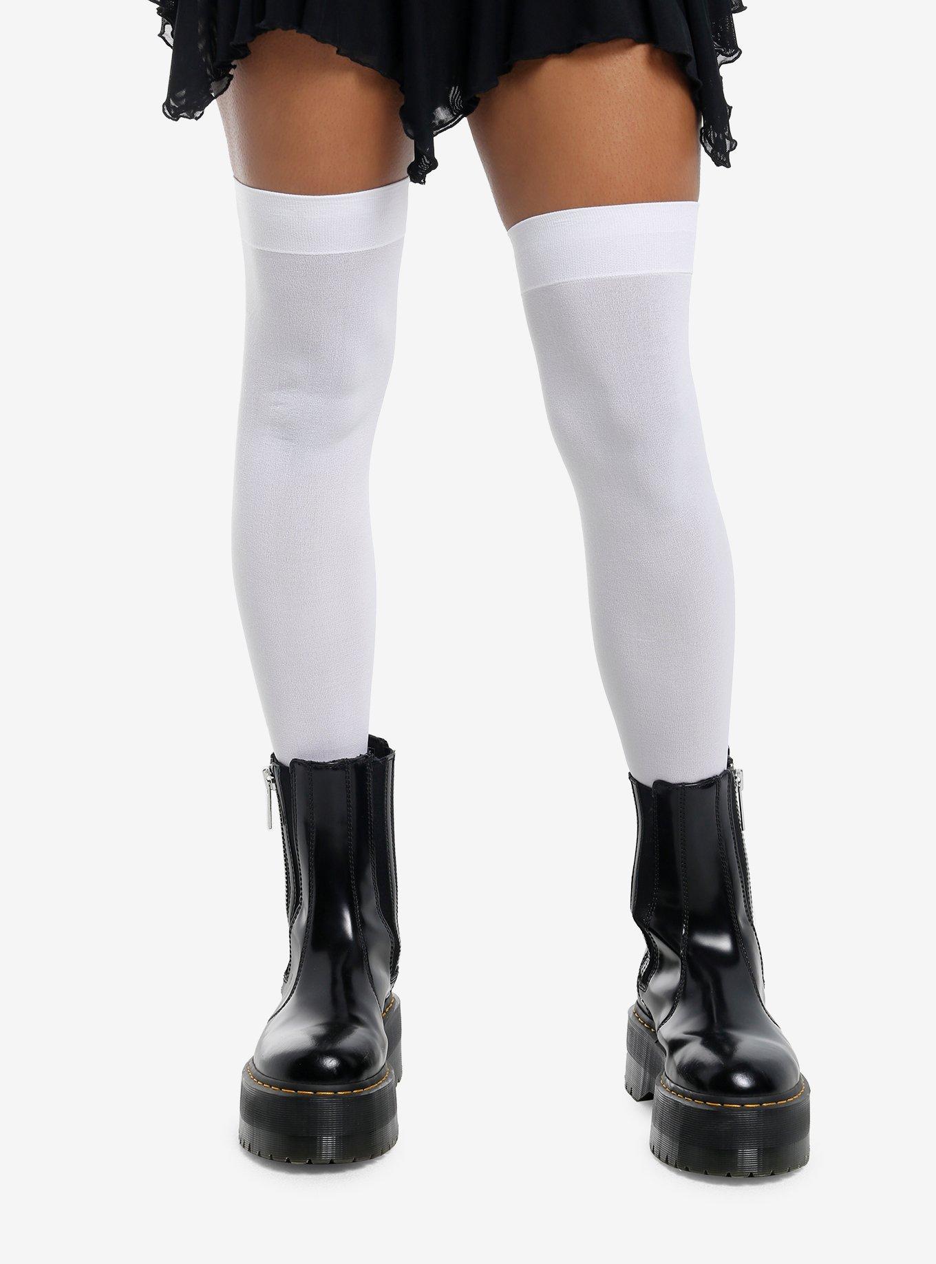 Leg Avenue White Thigh Highs, , hi-res