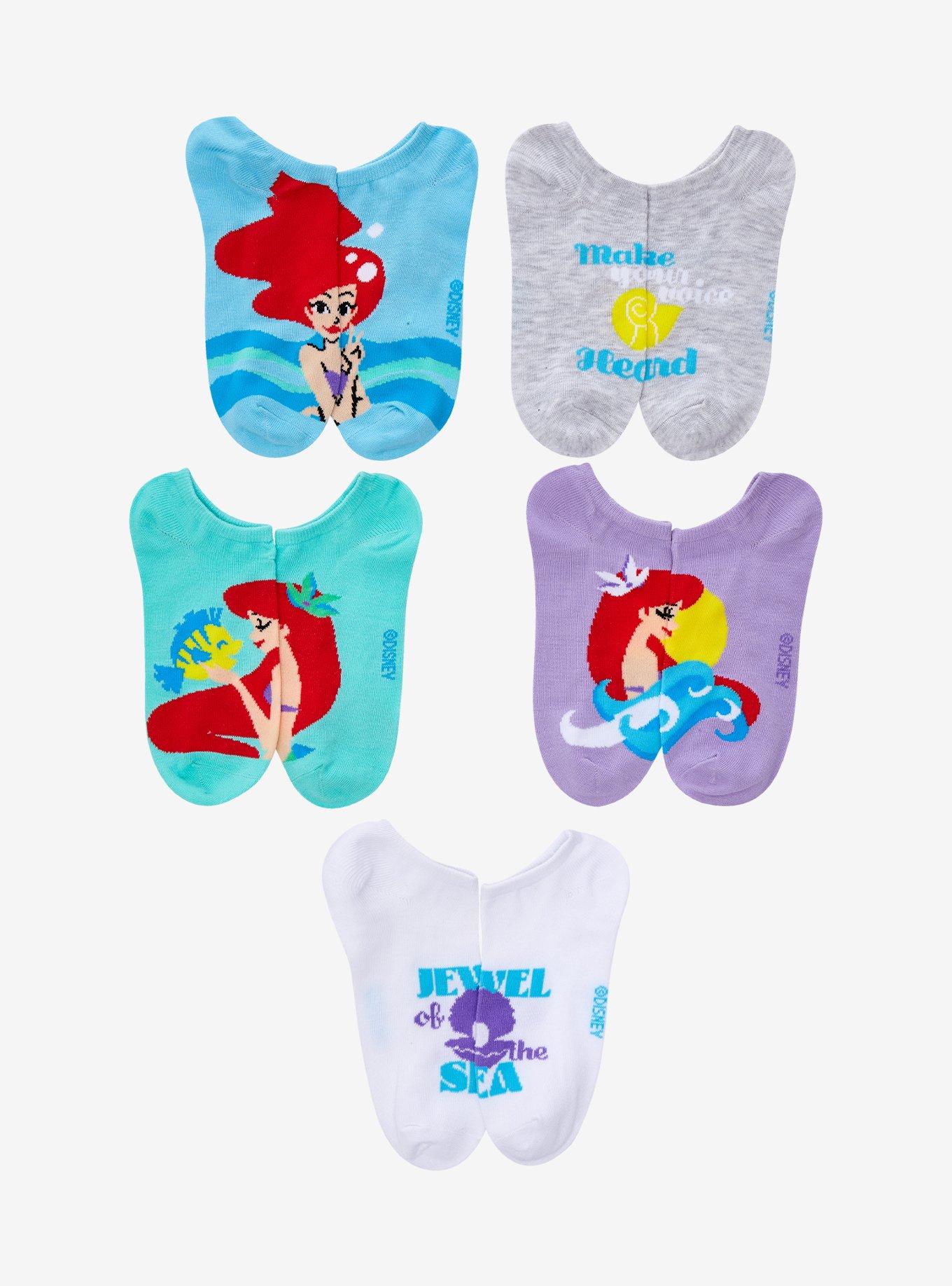 Disney The Little Mermaid Ariel No-Show Socks 5 Pair, , hi-res