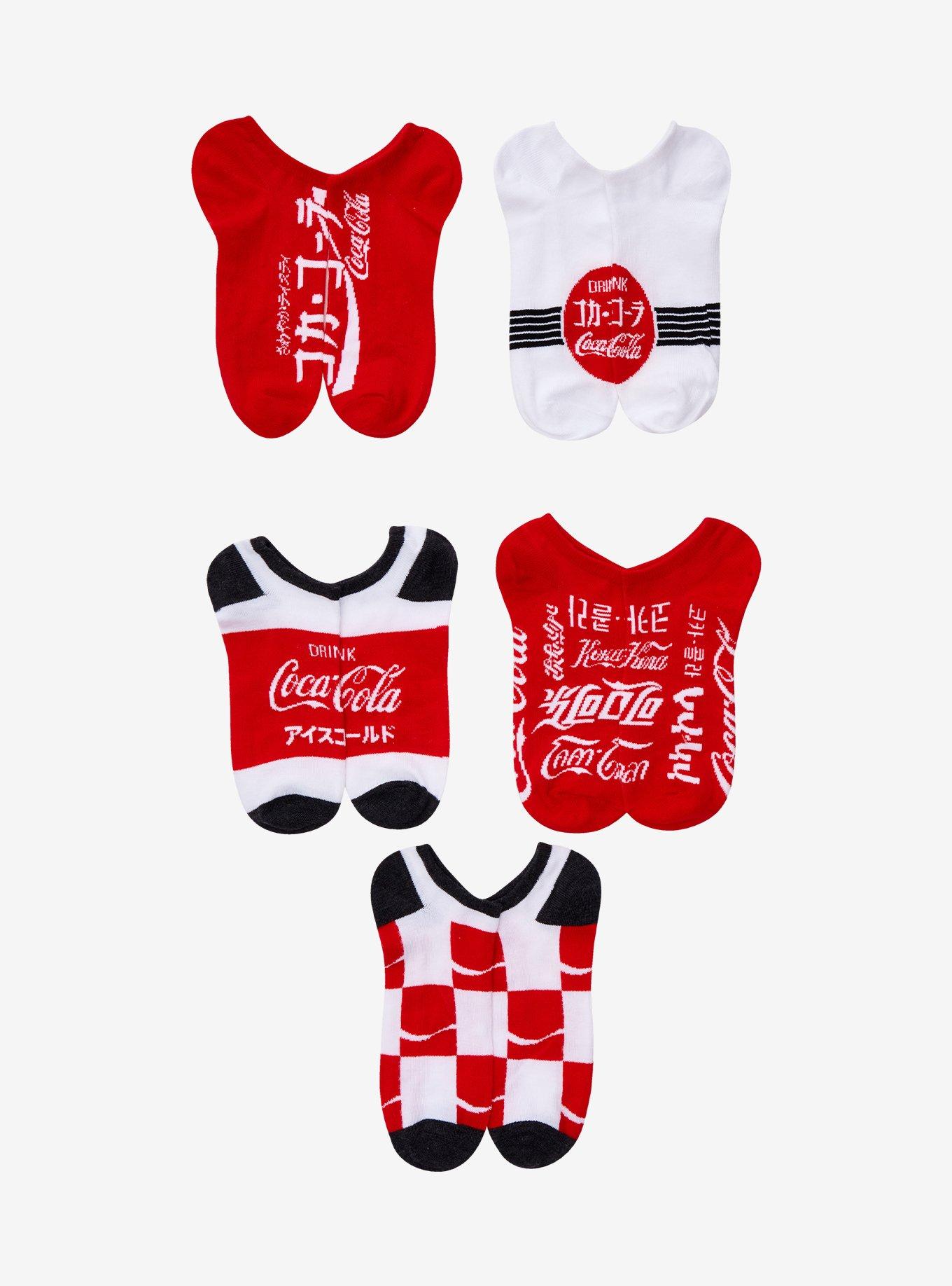 Coca-Cola Japanese Logo No-Show Socks 5 Pair, , hi-res