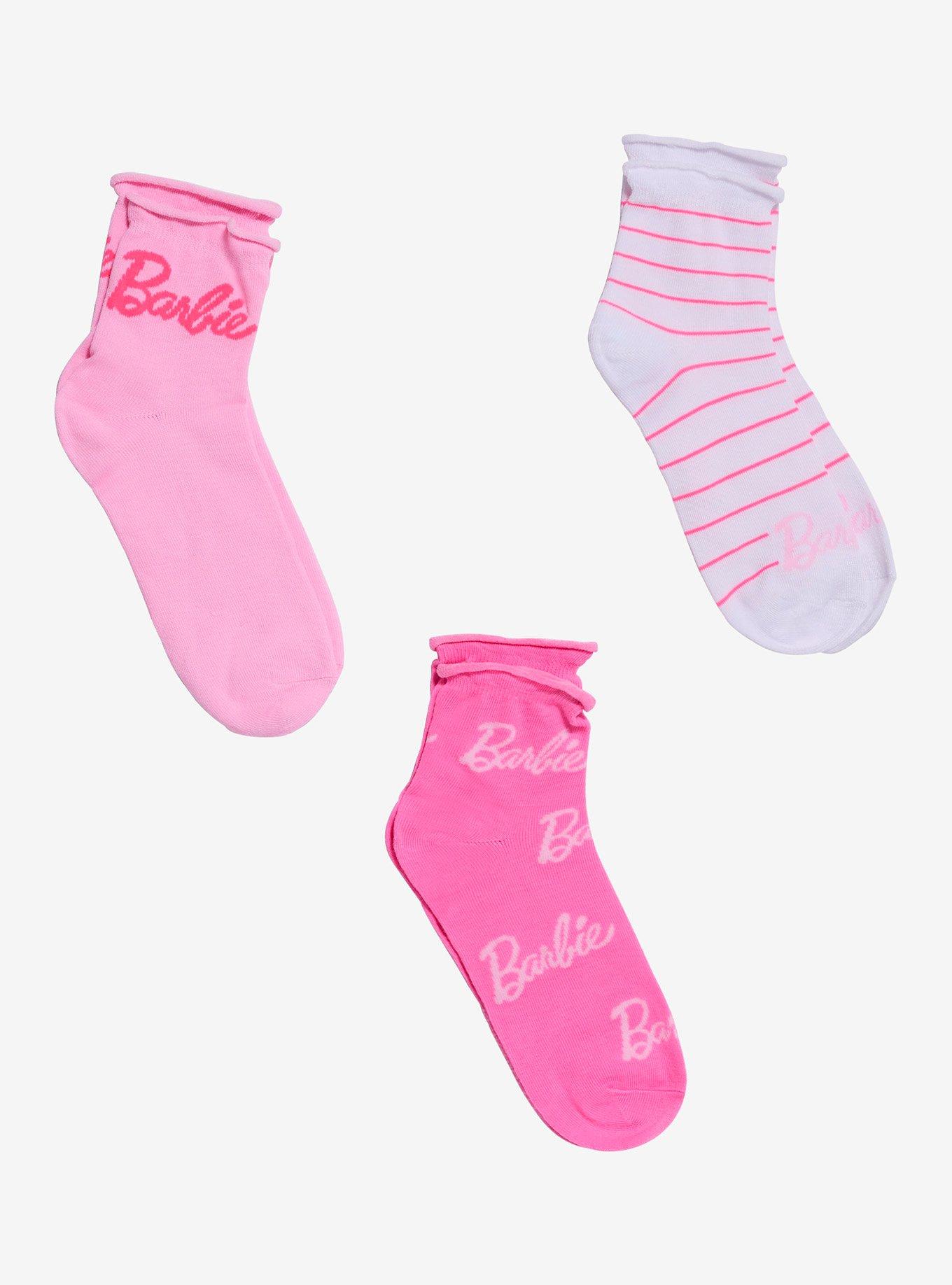 Barbie Rolled Ankle Socks 3 Pair, , hi-res