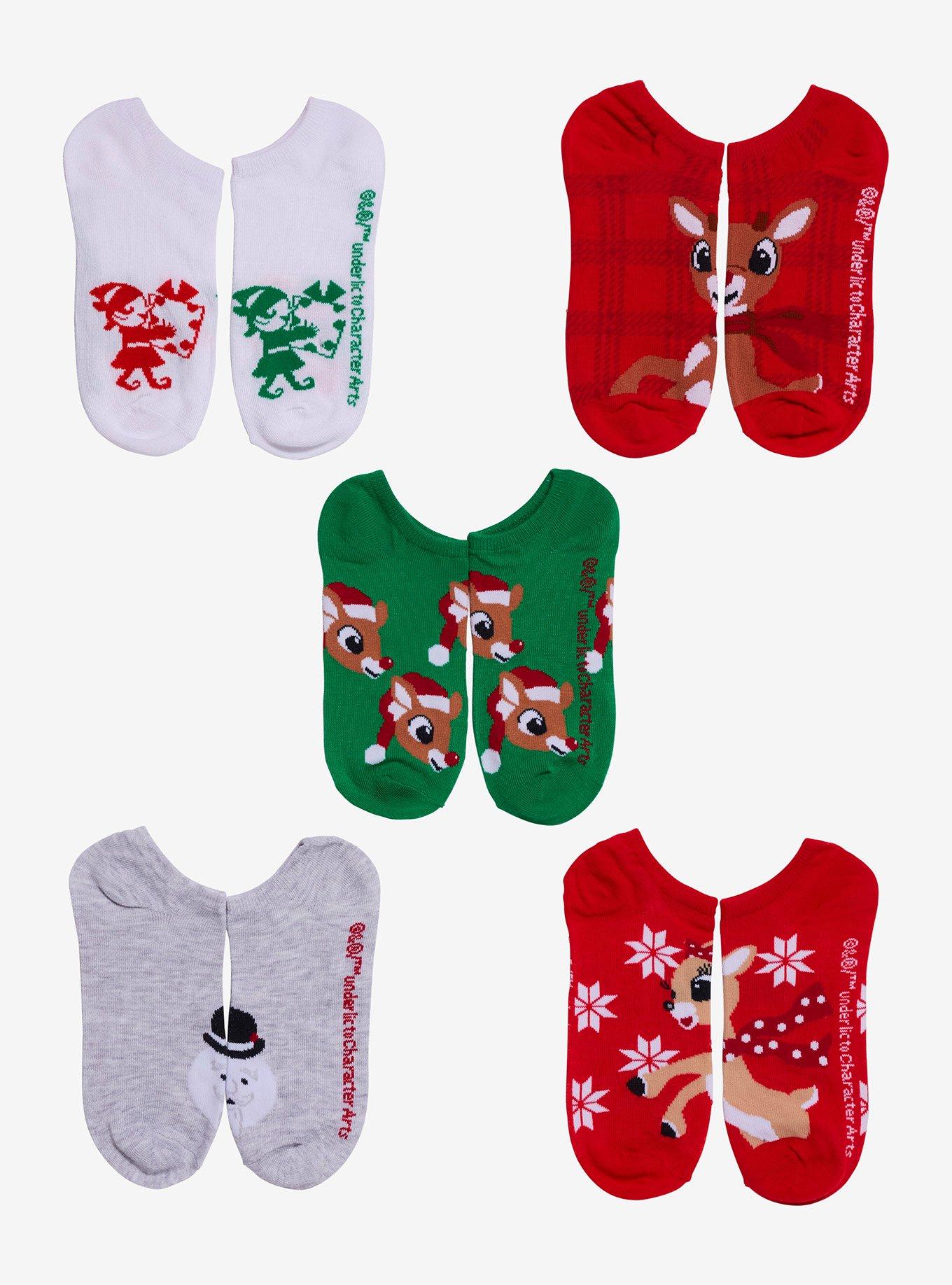 Rudolph The Red-Nosed Reindeer No-Show Socks 5 Pair, , hi-res