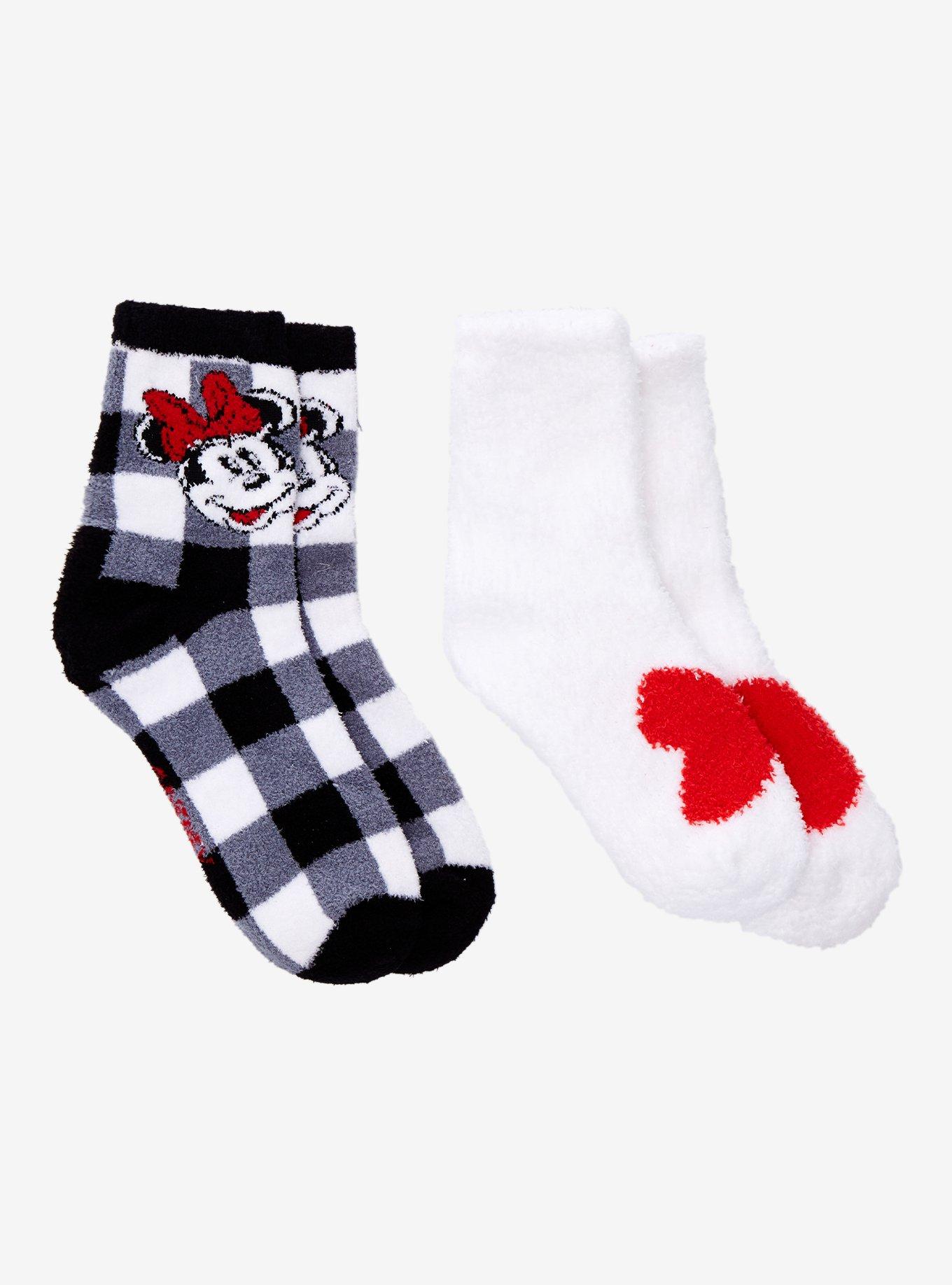 Disney Minnie Mouse Bow Gingham Cozy Socks 2 Pair, , hi-res