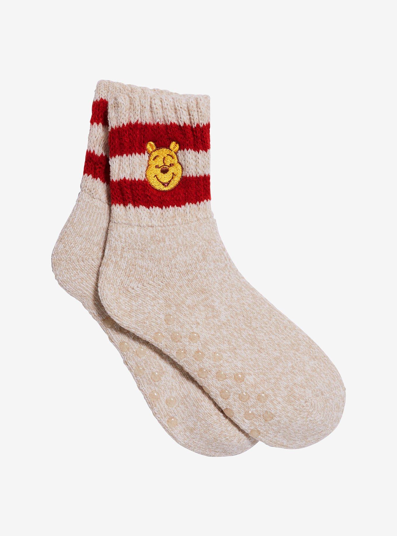 Disney Winnie The Pooh Varsity Stripe Cozy Slipper Socks, , hi-res