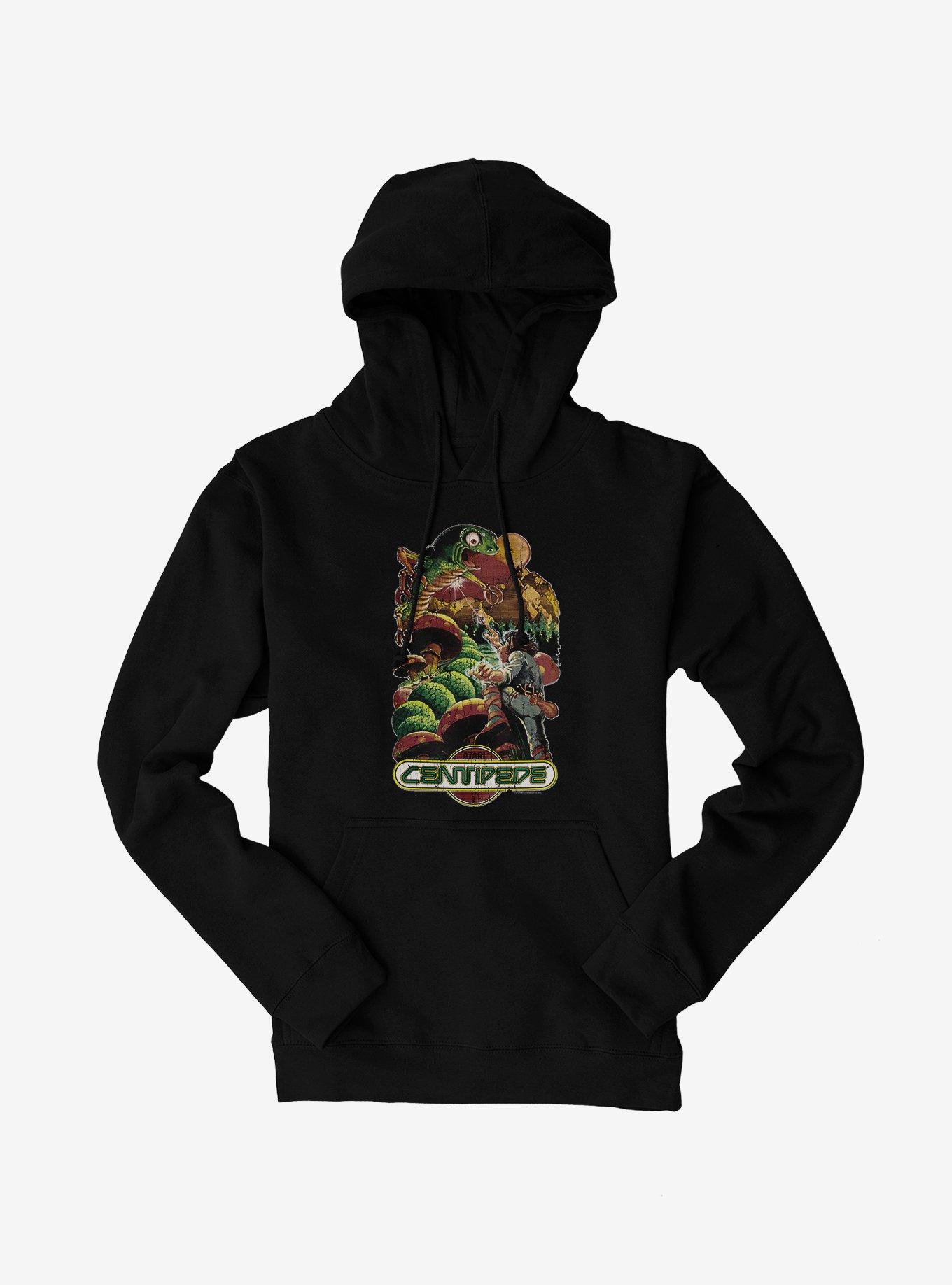 Atari Centipede Vintage Hiro Kimura Artwork Hoodie, BLACK, hi-res