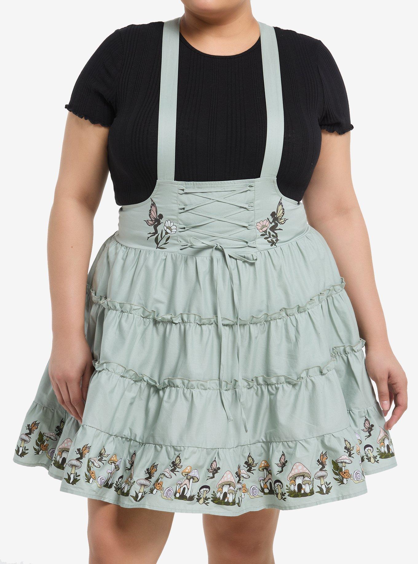 Thorn & Fable Mushroom Tiered Ruffle Skirtall Plus Size, , hi-res