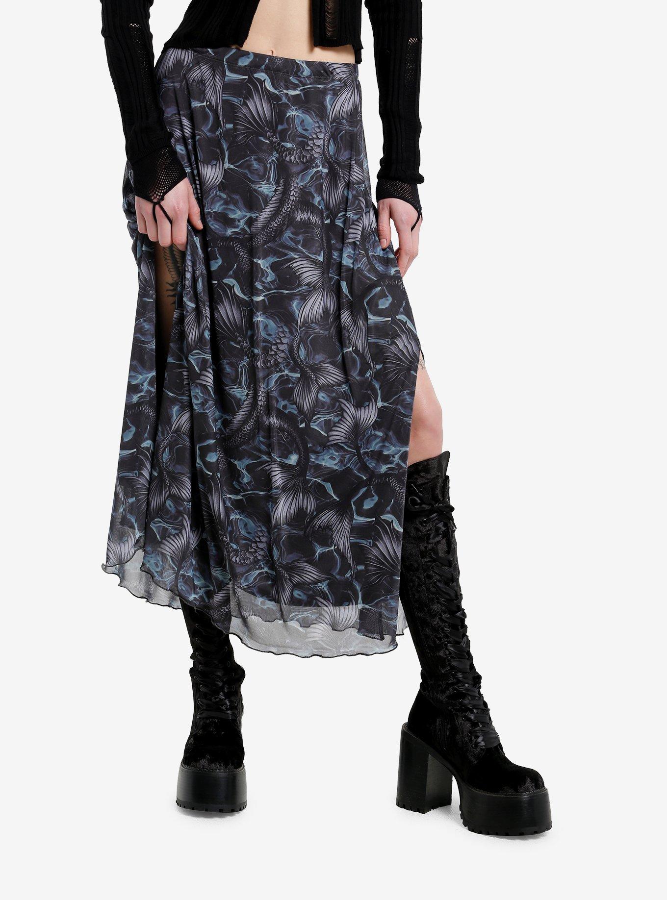 COSMICAURA Cosmic Aura Mermaid Tail Mesh Midaxi Skirt