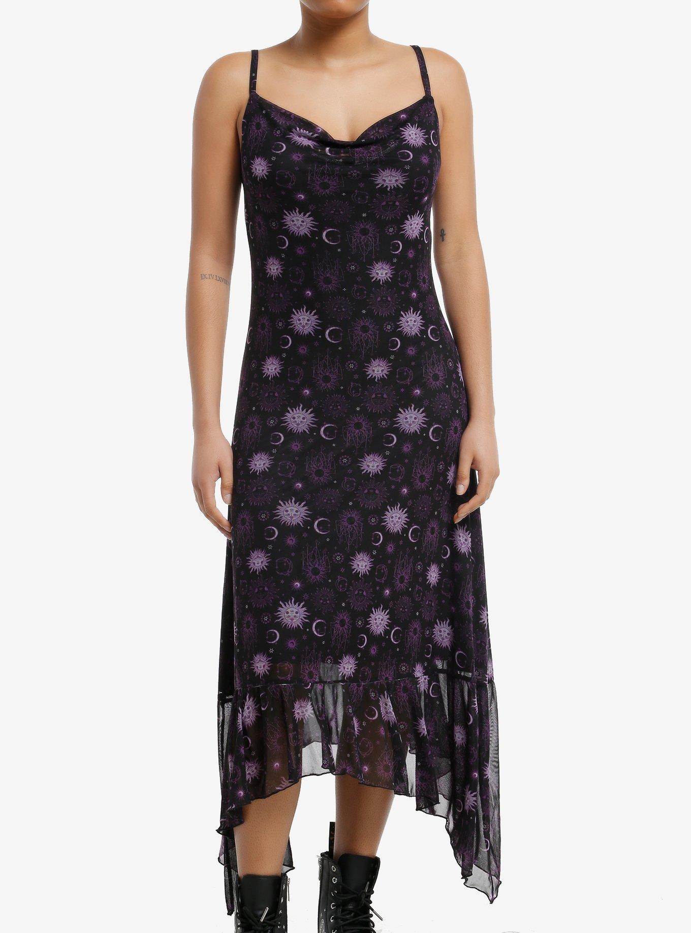 Cosmic Aura Purple Celestial Maxi Slip Dress, , hi-res