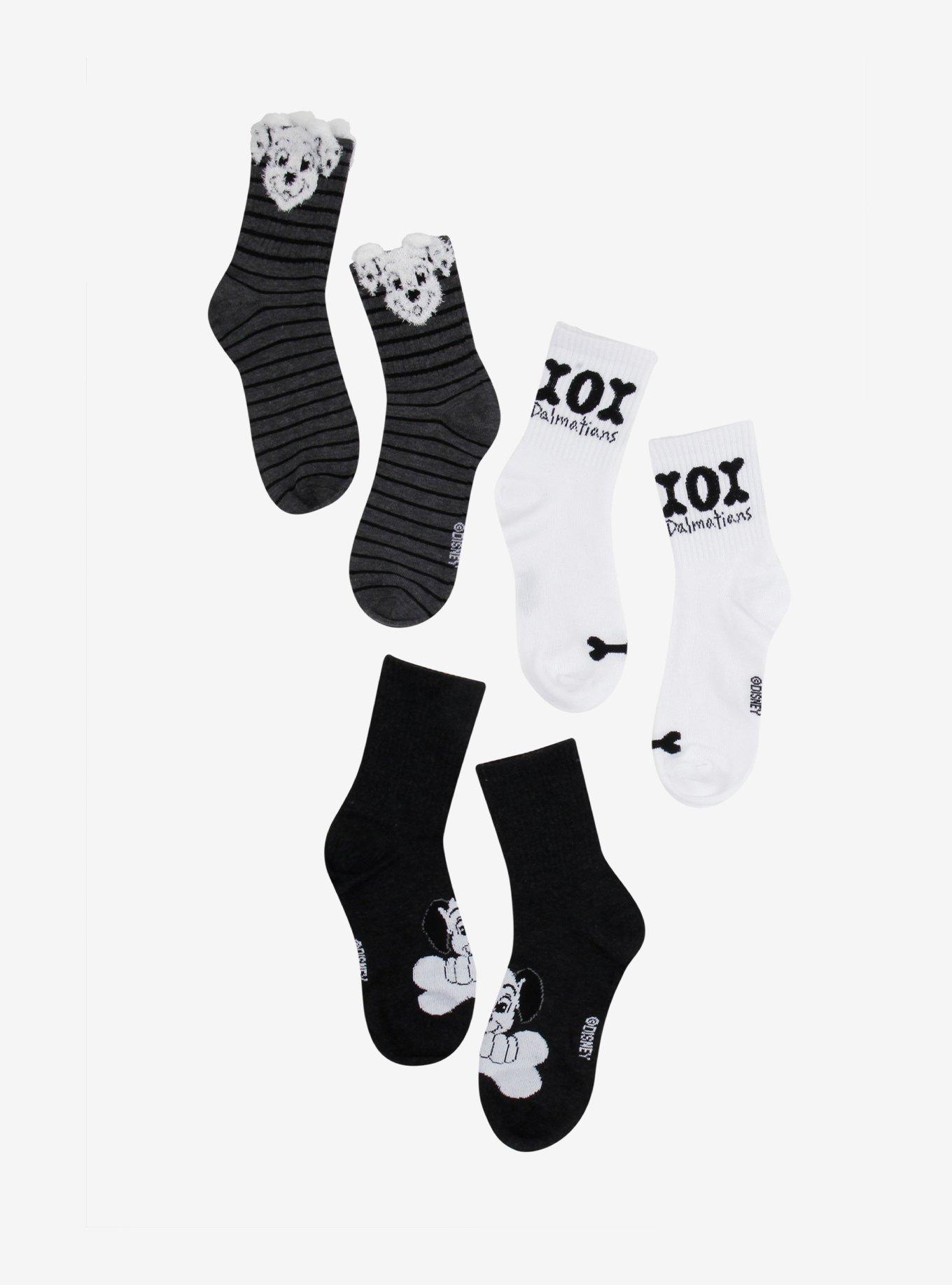 Disney 101 Dalmatians Black & White Crew Socks 3 Pair, , hi-res