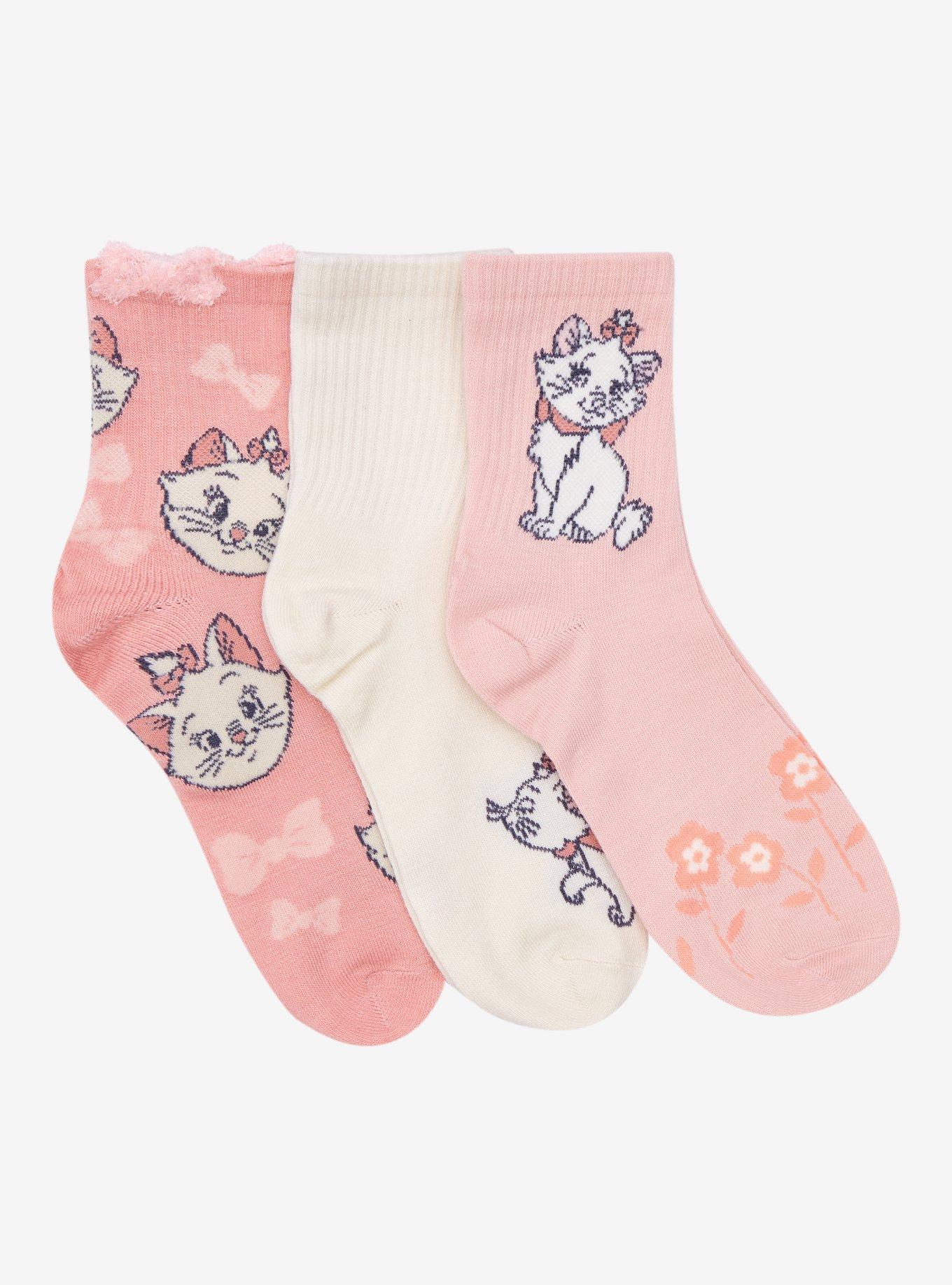 Disney The Aristocats Marie Bows Flowers Crew Socks 3 Pair, , hi-res