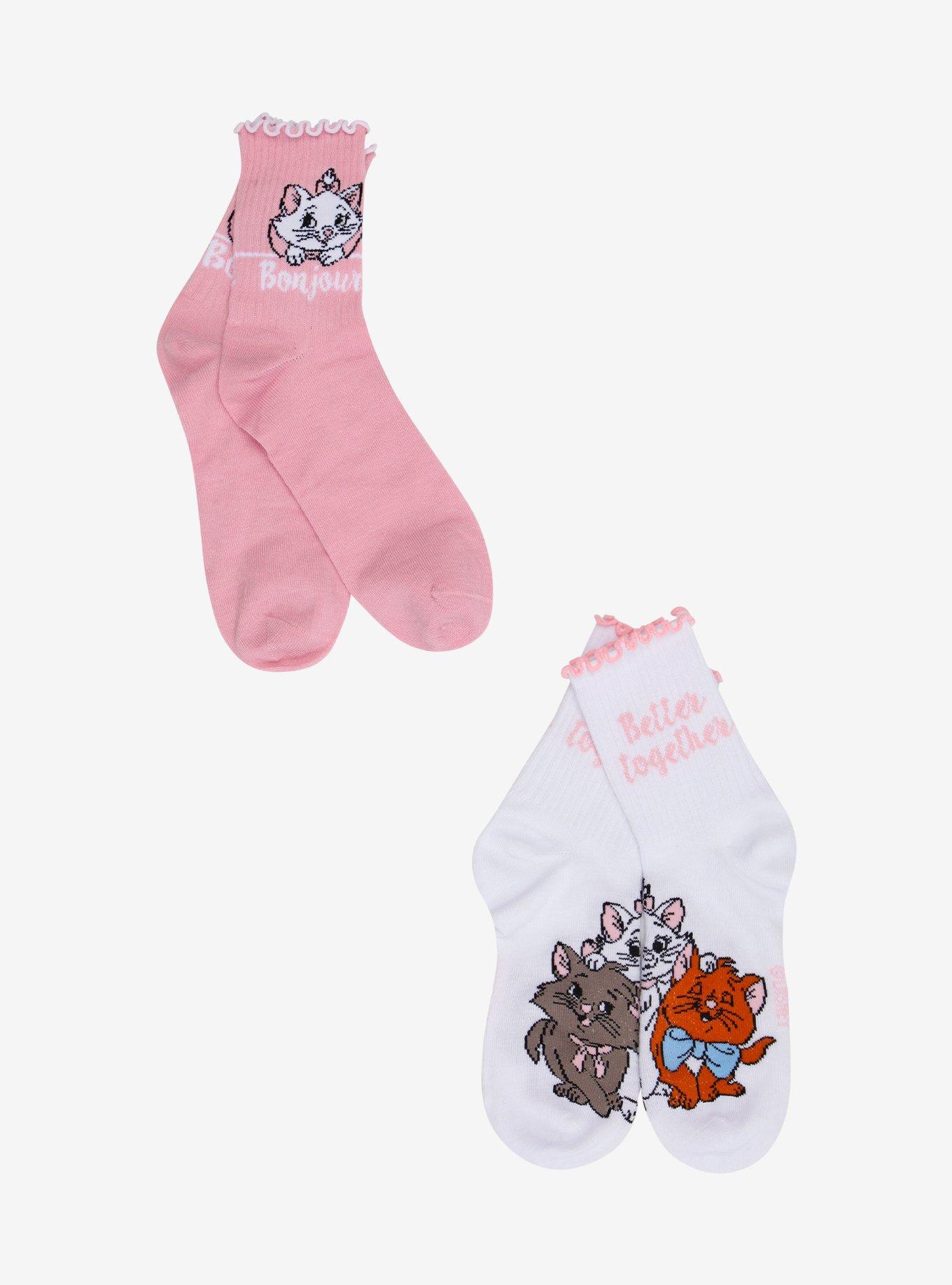 Disney The Aristocats Kittens Lettuce Trim Ankle Socks 2 Pair, , hi-res