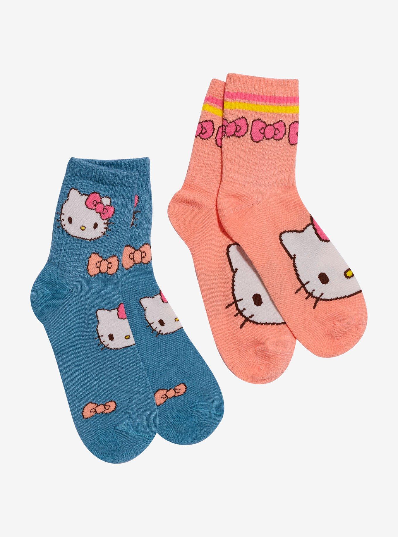 Hello Kitty Bows Ribbed Crew Socks 2 Pair, , hi-res