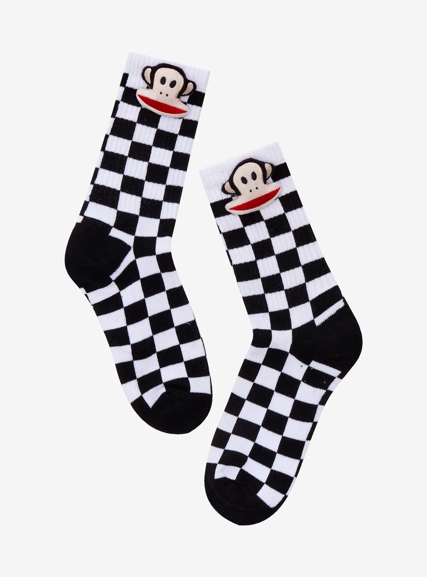 Paul Frank Plush Checkered Crew Socks, , hi-res