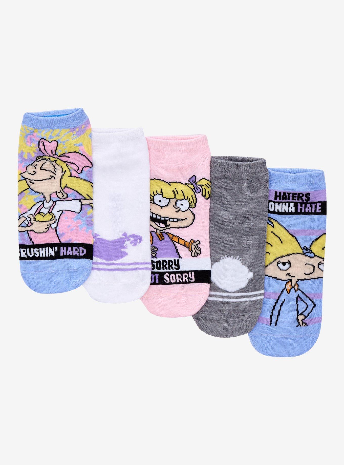 Nickelodeon '90s Characters No-Show Socks 5 Pair, , hi-res