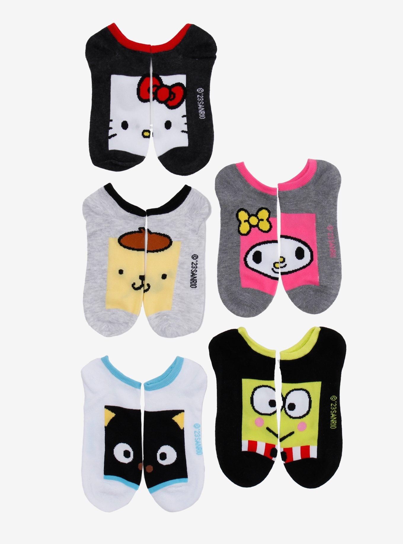 Hello Kitty And Friends Square Face No-Show Socks 5 Pair, , hi-res