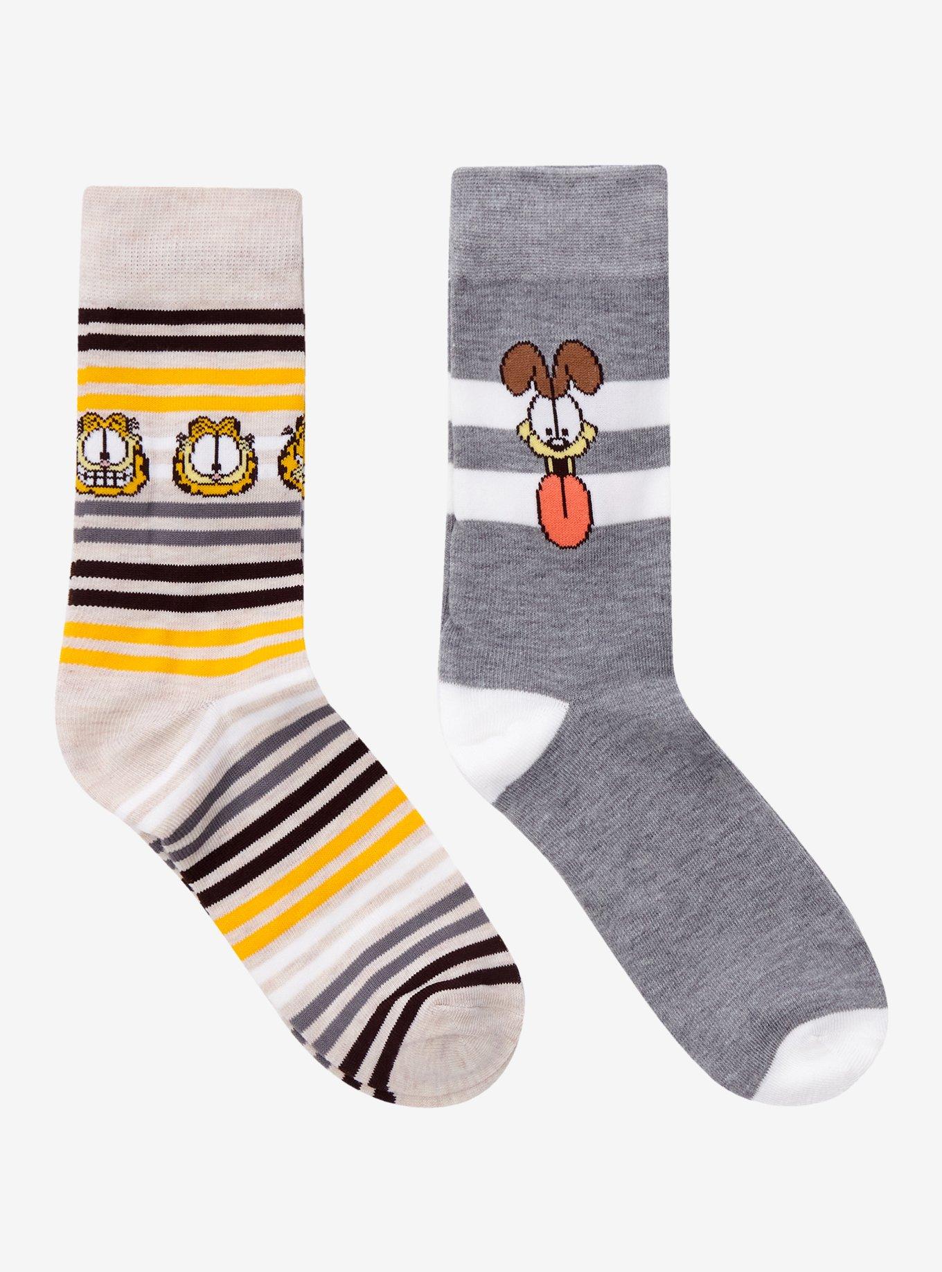 Garfield & Odie Stripe Crew Socks 2 Pair, , hi-res