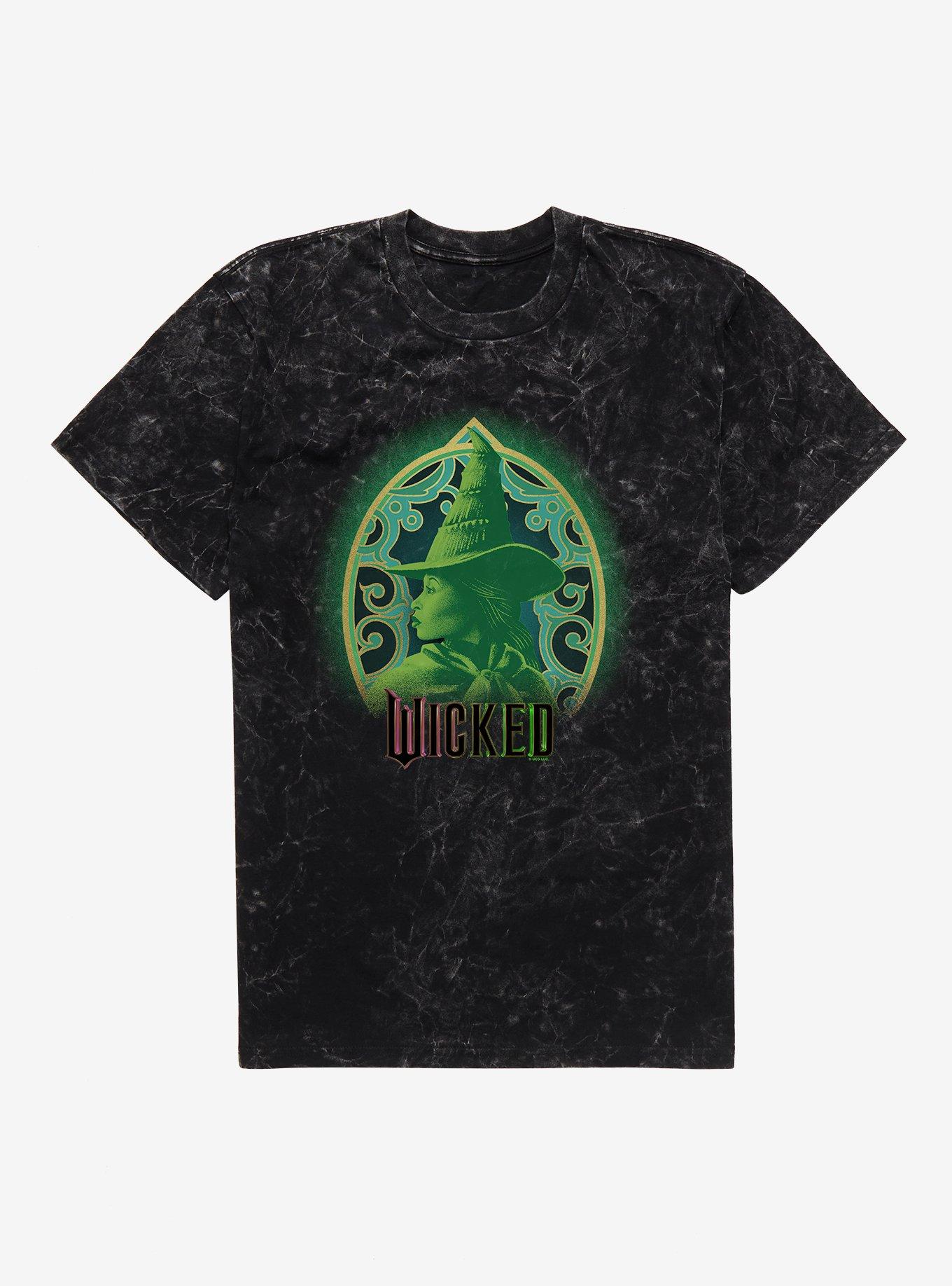 Wicked Elphaba Portrait Mineral Wash T-Shirt, BLACK MINERAL WASH, hi-res