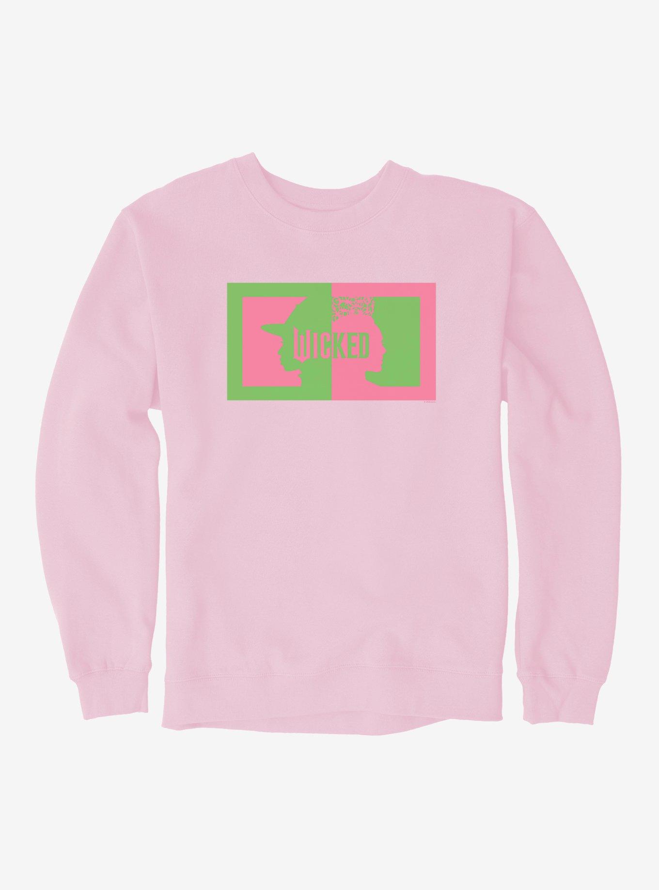 Wicked Split Title Elphaba & Glinda Sweatshirt, LIGHT PINK, hi-res