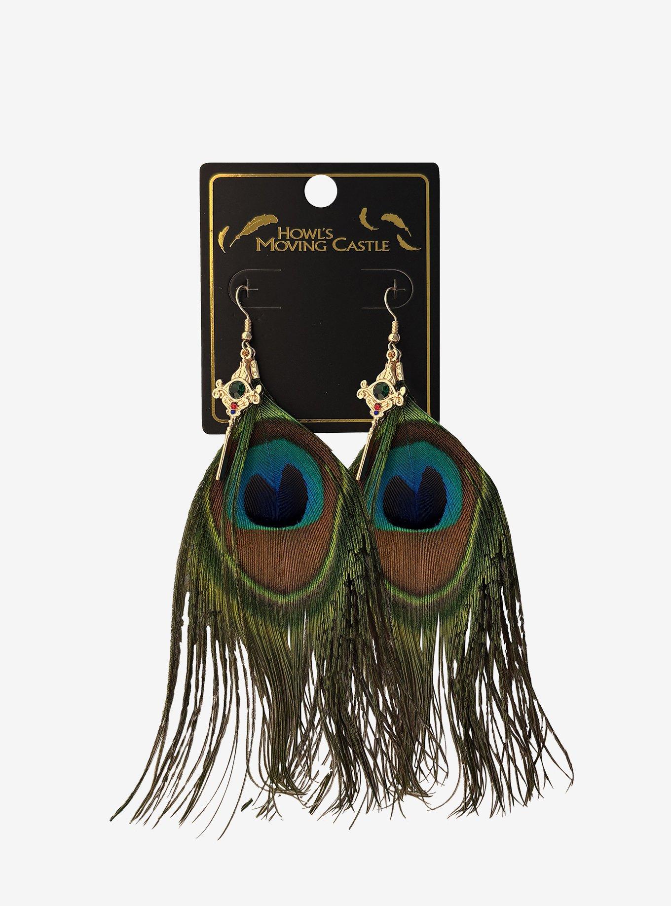 Her Universe Studio Ghibli® Howl's Moving Castle Scepter Peacock Feather Earrings, , hi-res