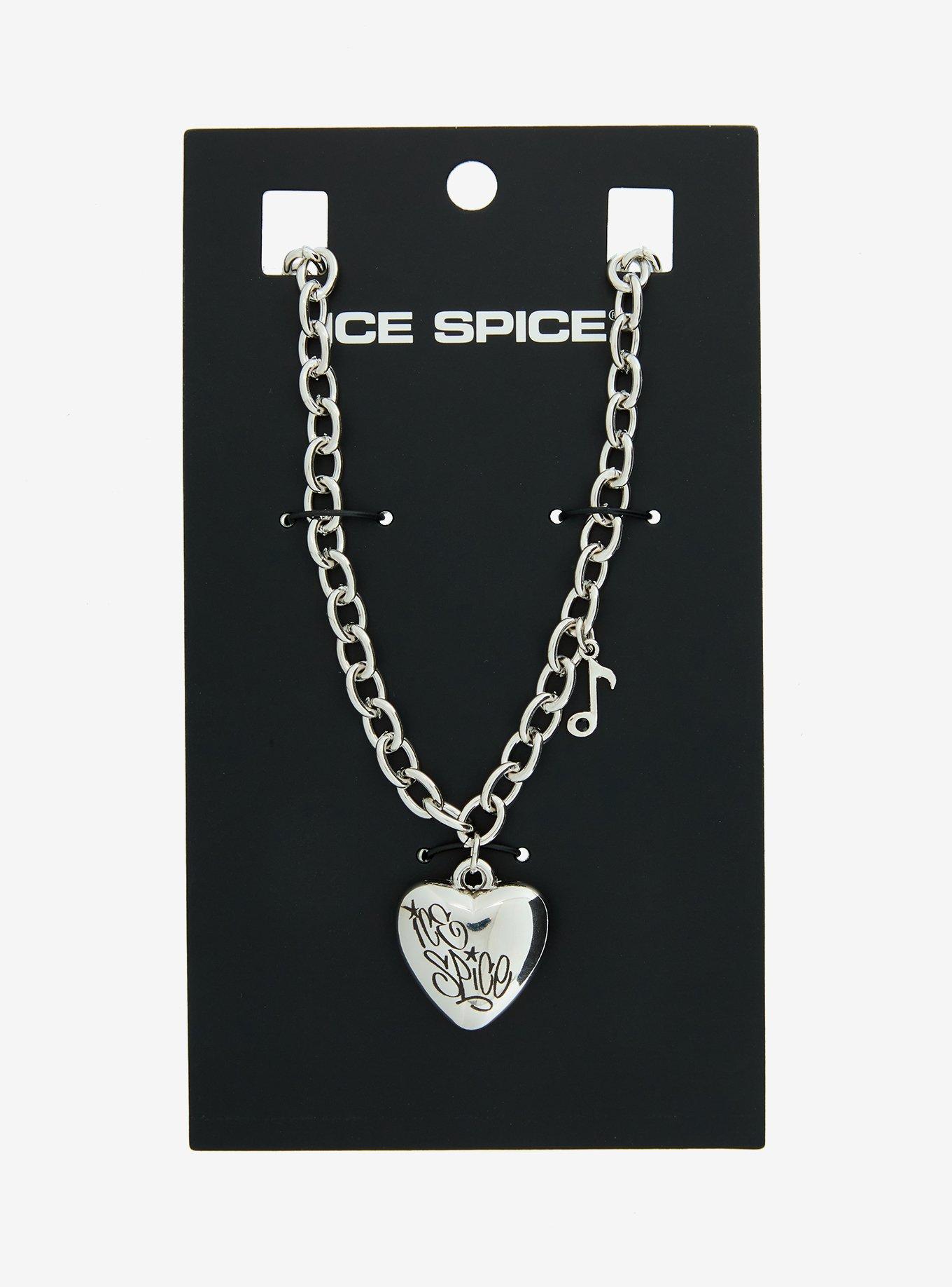 Ice Spice Silver Heart Necklace, , hi-res