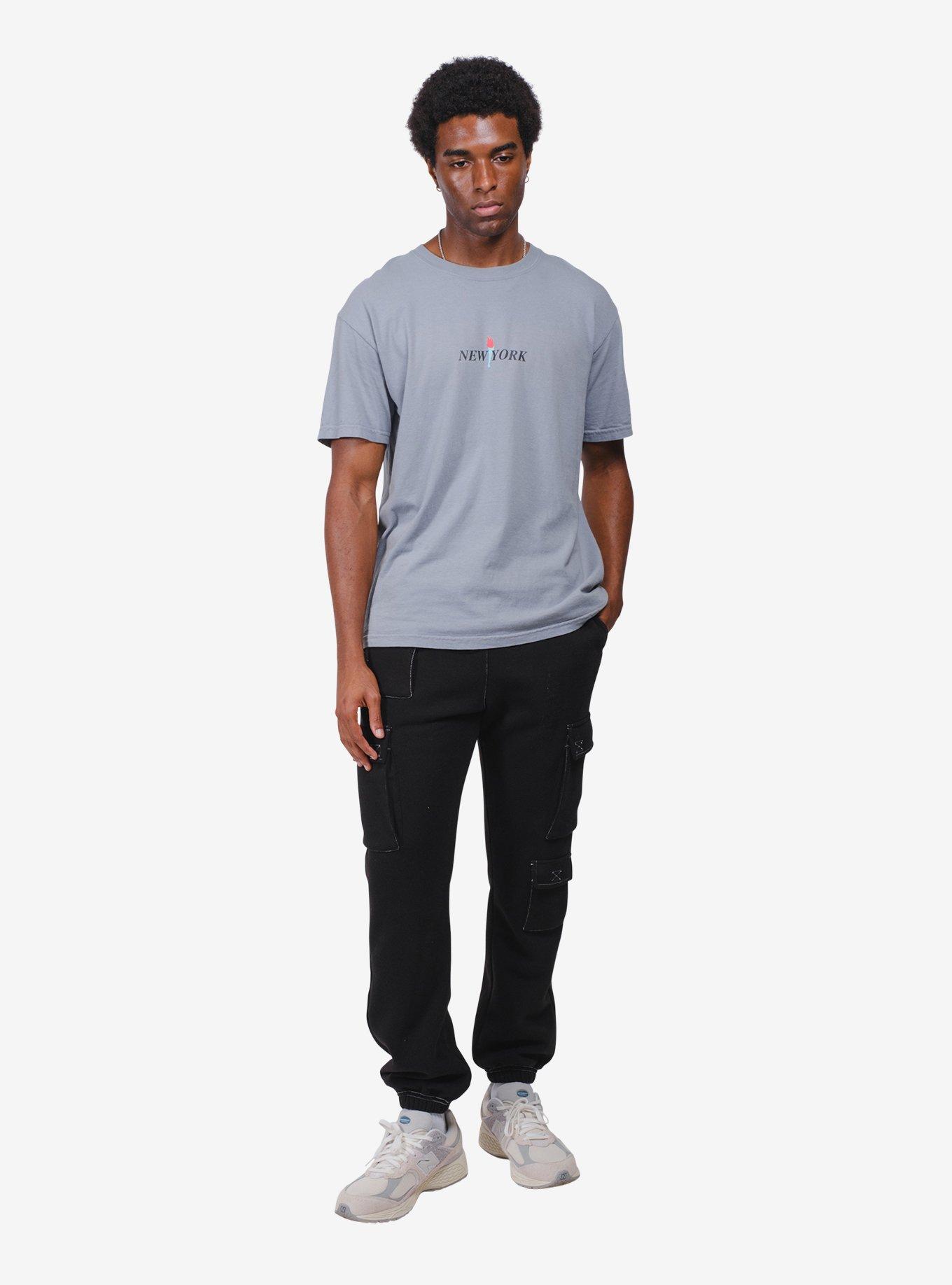 Black Contrast Stitch Cargo Sweatpant, , hi-res