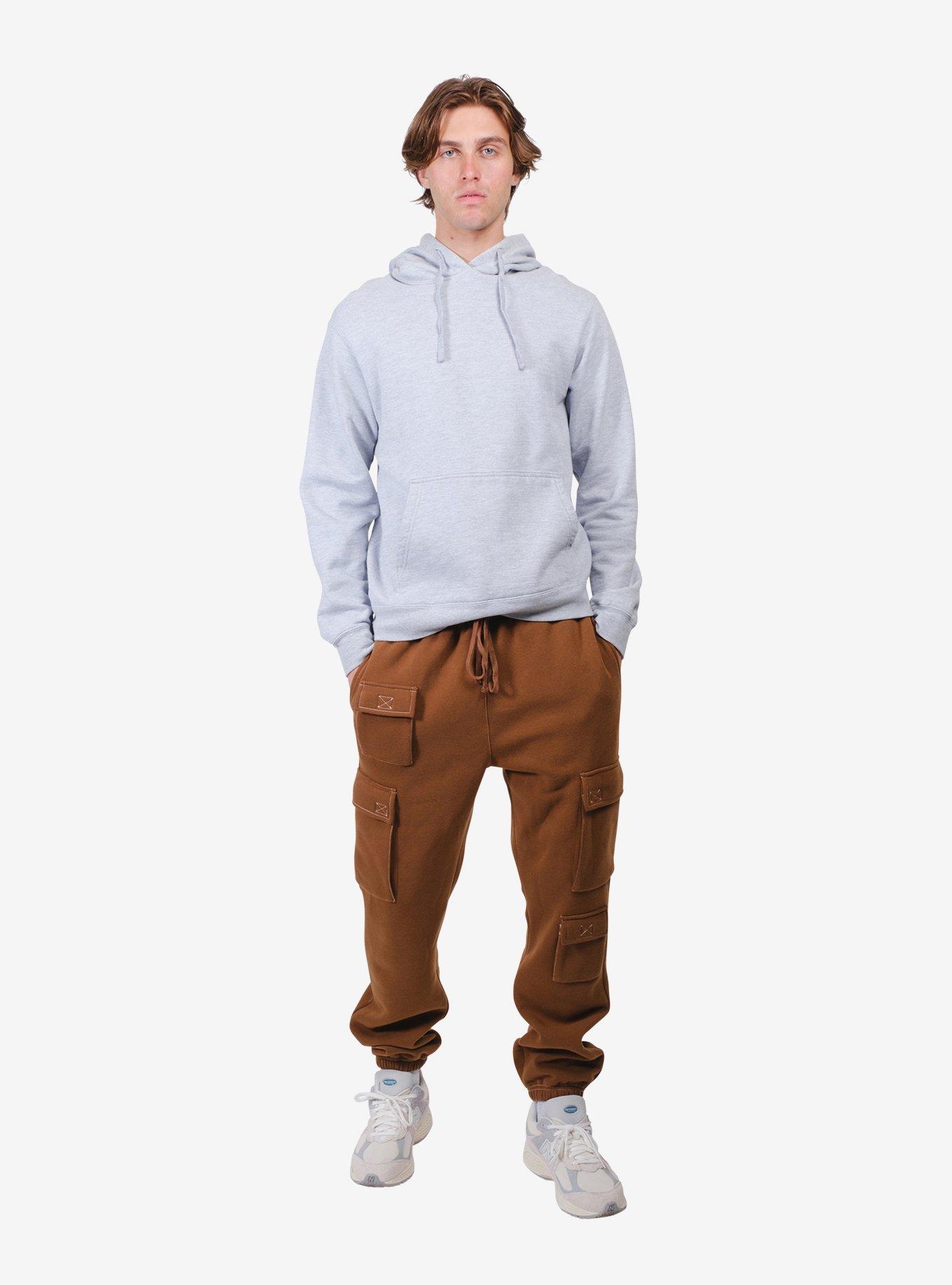 Toffee Contrast Stitch Cargo Sweatpant, , hi-res