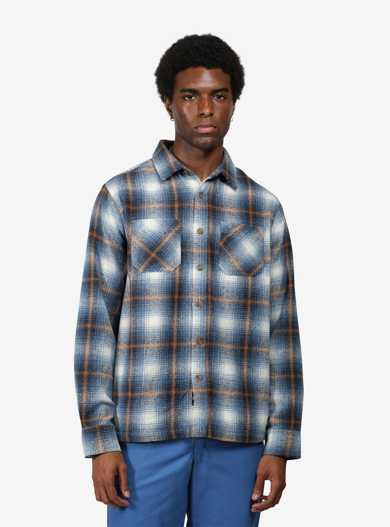 Blue Beige Check Heavy Flannel Shacket, , hi-res