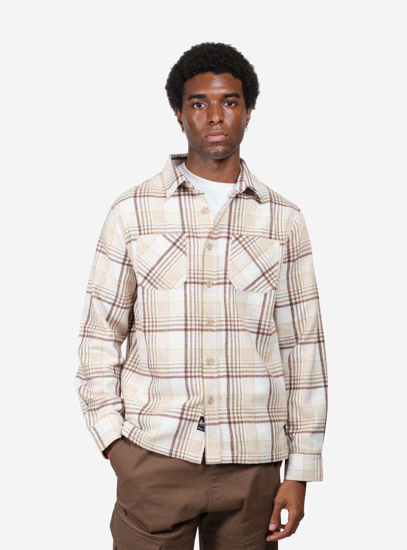 Cream Heavy Flannel Shacket, , hi-res