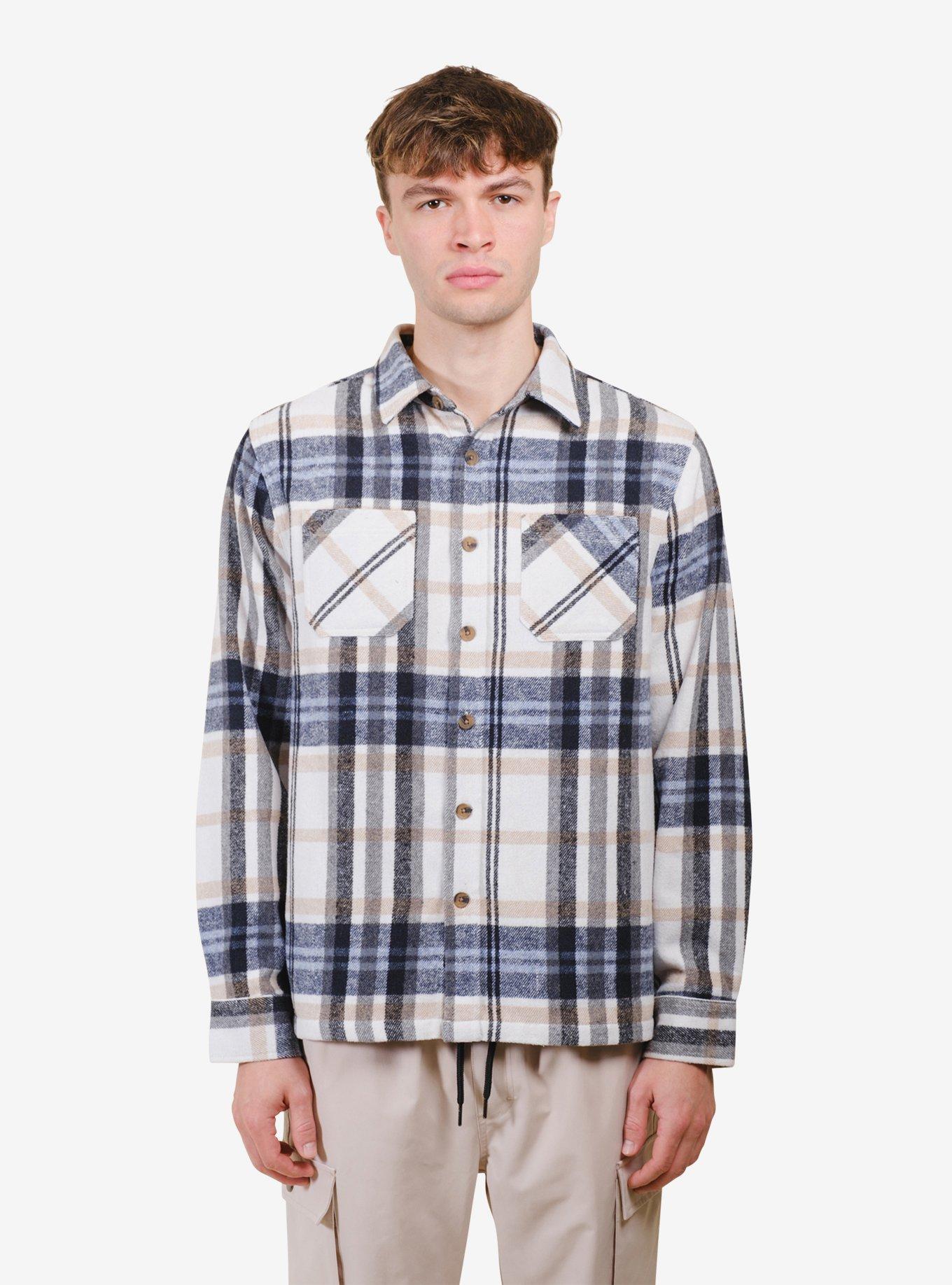 Ivory Heavy Flannel Shacket, BRIGHT WHITE, hi-res