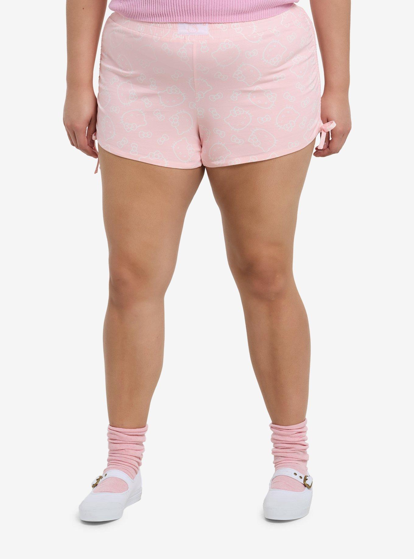 Hello Kitty Face Ruched Girls Boxing Shorts Plus Size, , hi-res