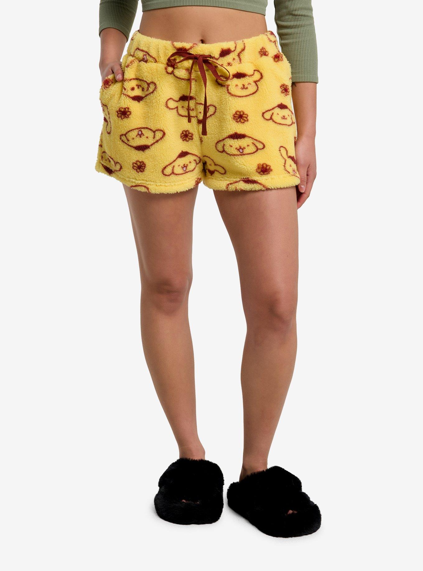 Pompompurin Fuzzy Lounge Shorts | Hot Topic