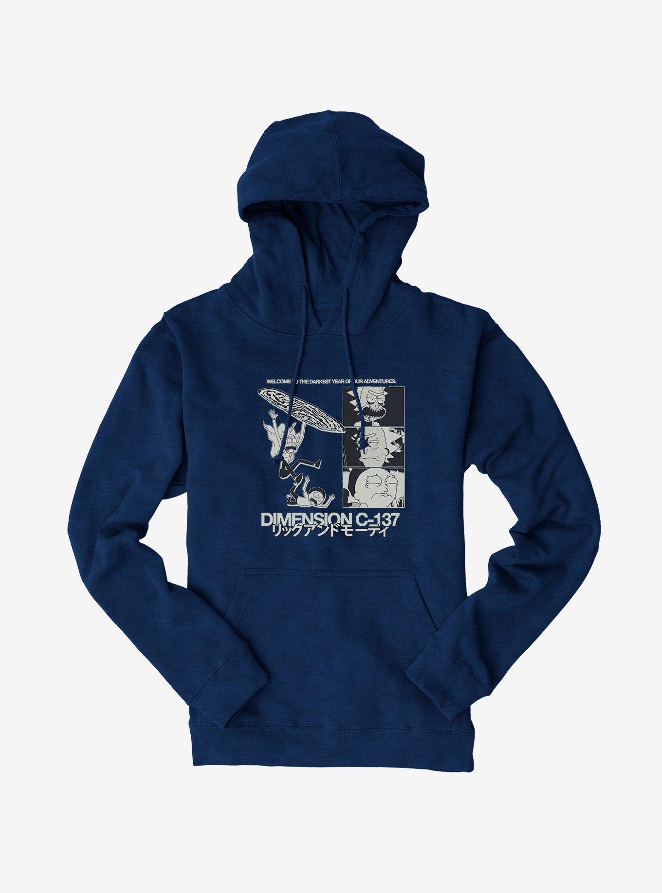 Rick And Morty Welcom To The Darkest Year Of Our Adventures Hoodie, NAVY, hi-res