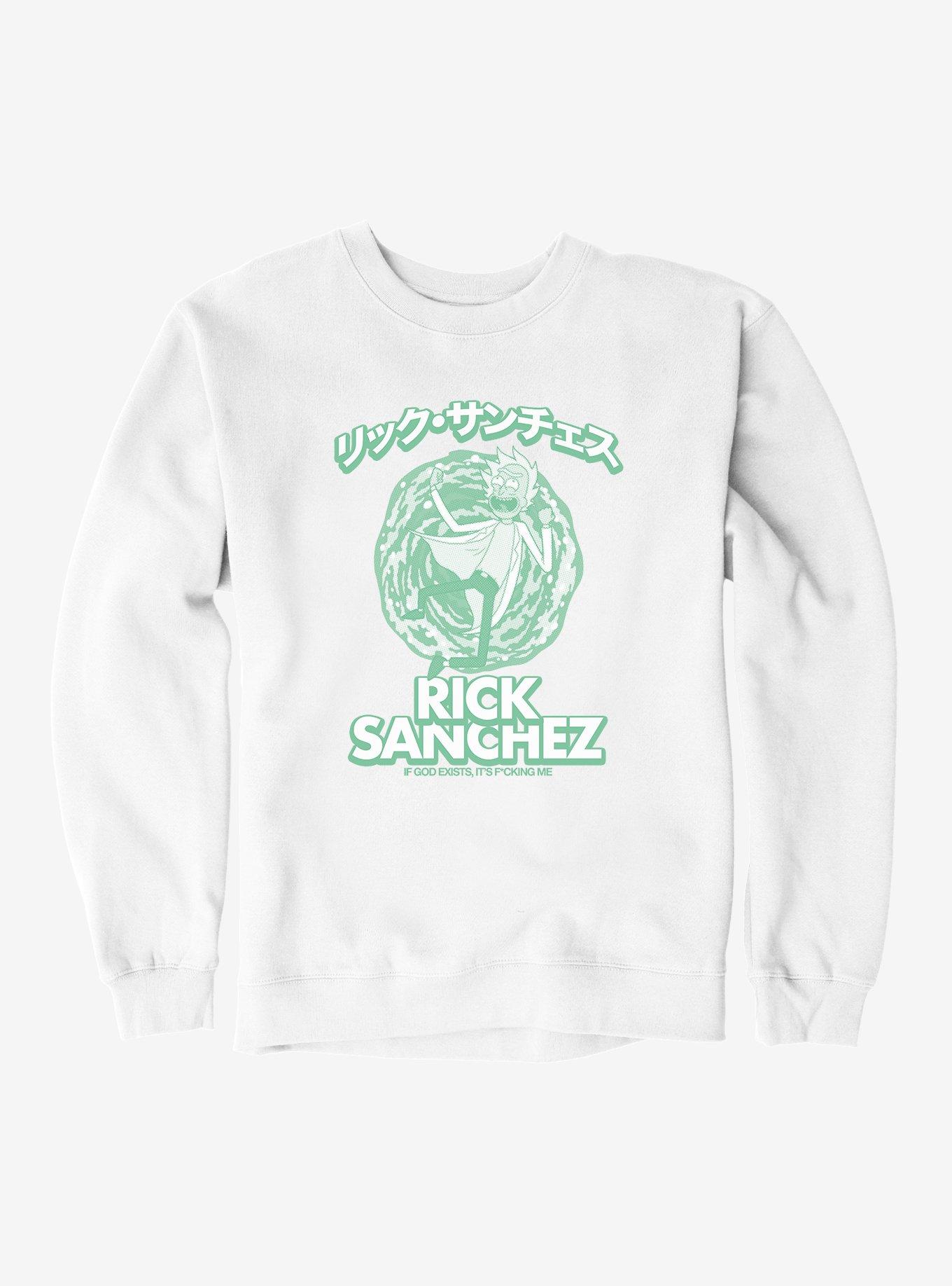 Rick And Morty If God Exists, It's F*cking Me Sweatshirt, WHITE, hi-res