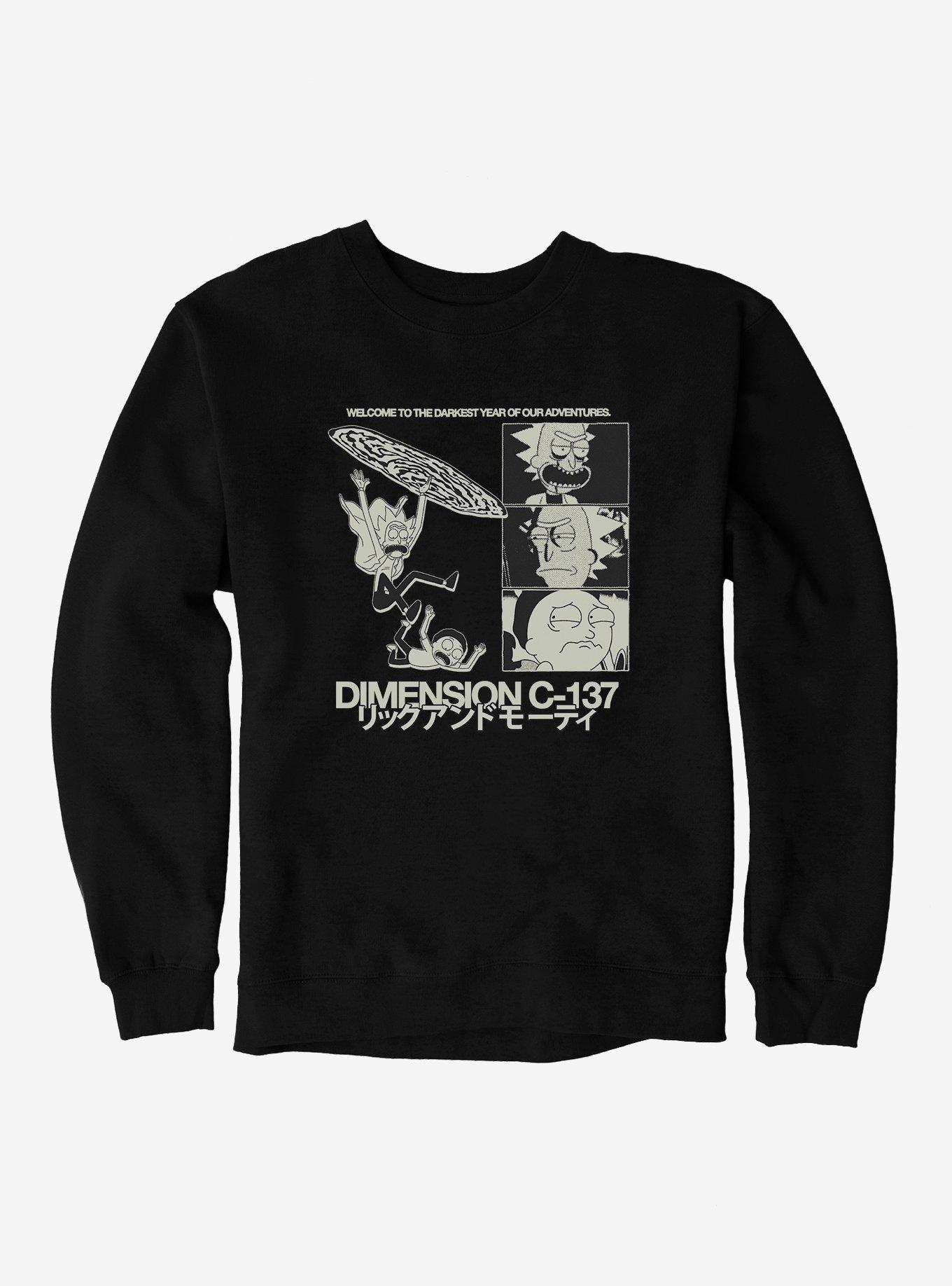 Rick And Morty Welcom To The Darkest Year Of Our Adventures Sweatshirt, BLACK, hi-res