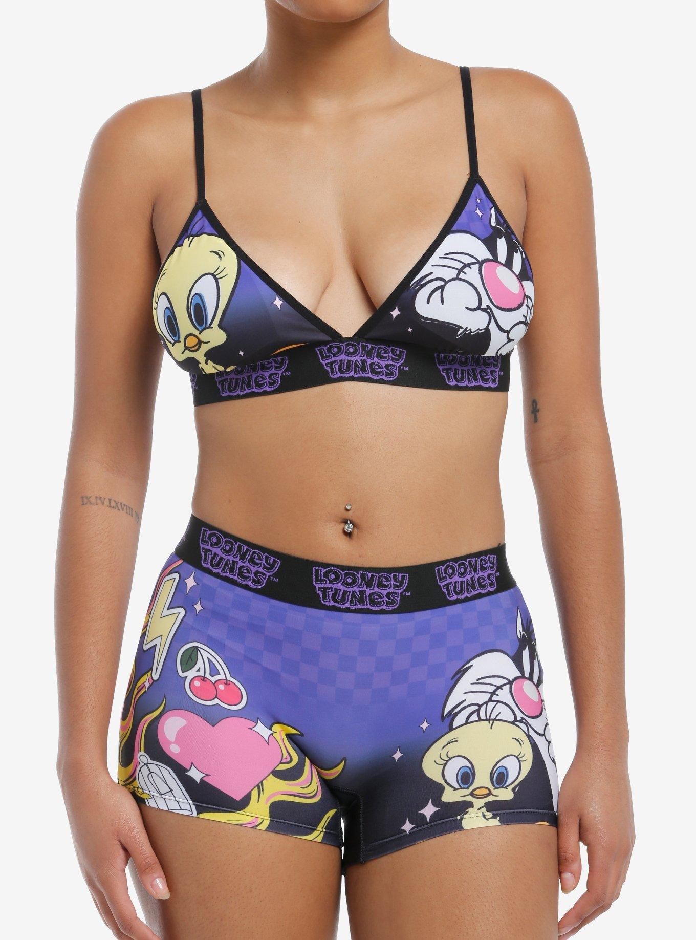 Looney Tunes Tweety Bird & Sylvester Bra & Boyshort Panty Set, , hi-res