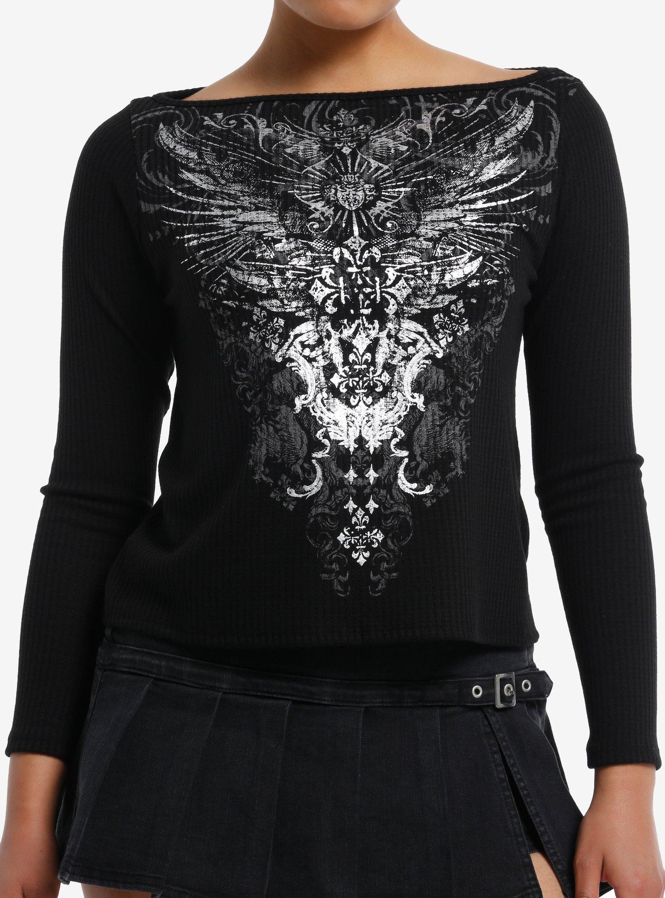 Silver Wings & Filigree Boatneck Girls Thermal Top, , hi-res
