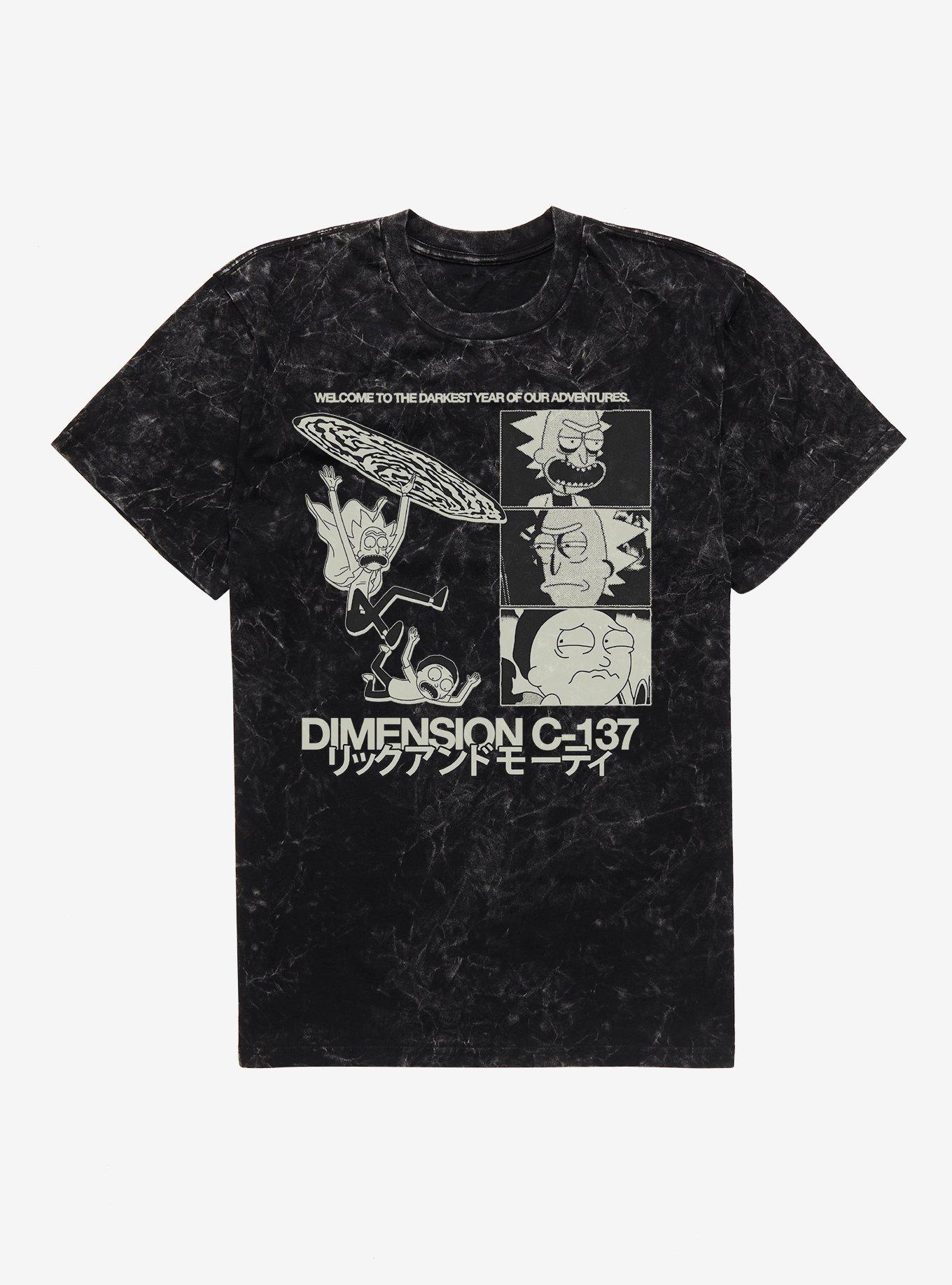 Rick And Morty Welcom To The Darkest Year Of Our Adventures Mineral Wash T-Shirt, BLACK MINERAL WASH, hi-res